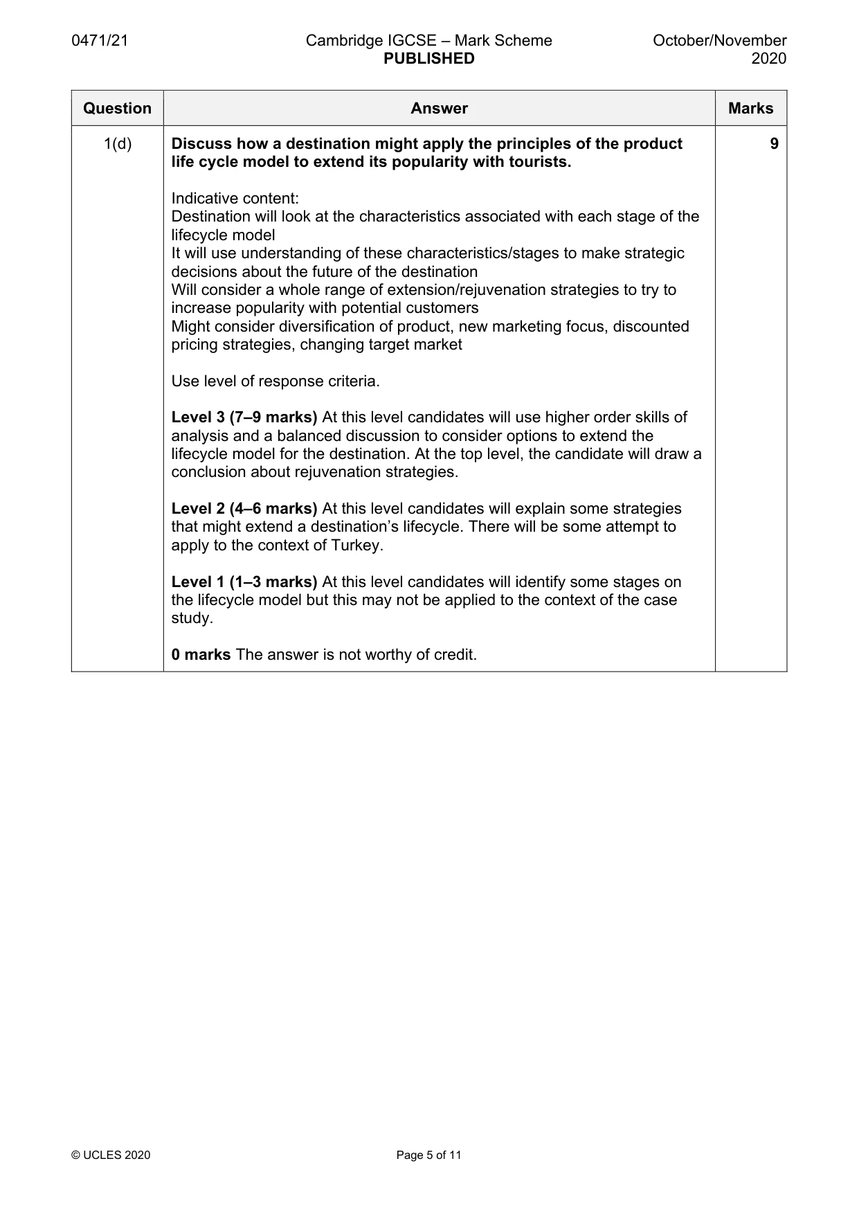 Mark scheme, page 5 of 11