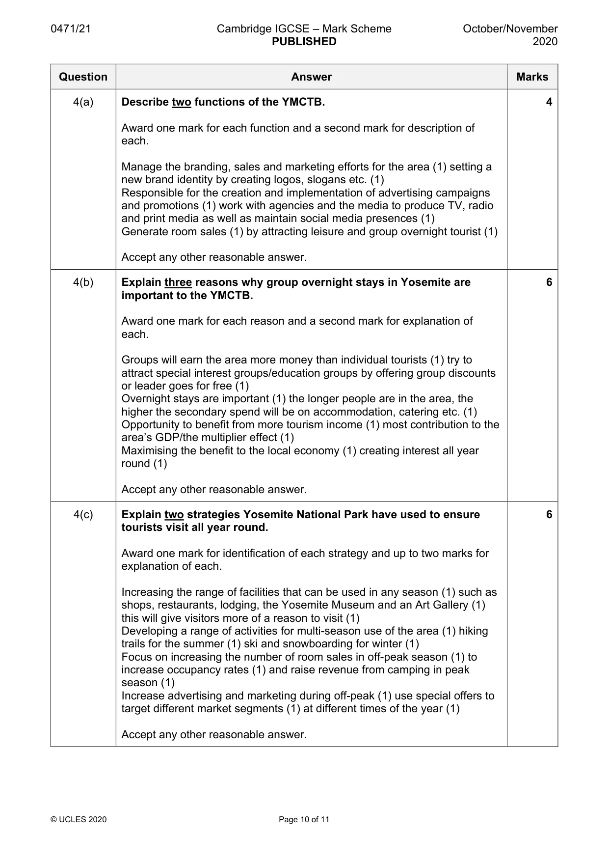 Mark scheme, page 10 of 11
