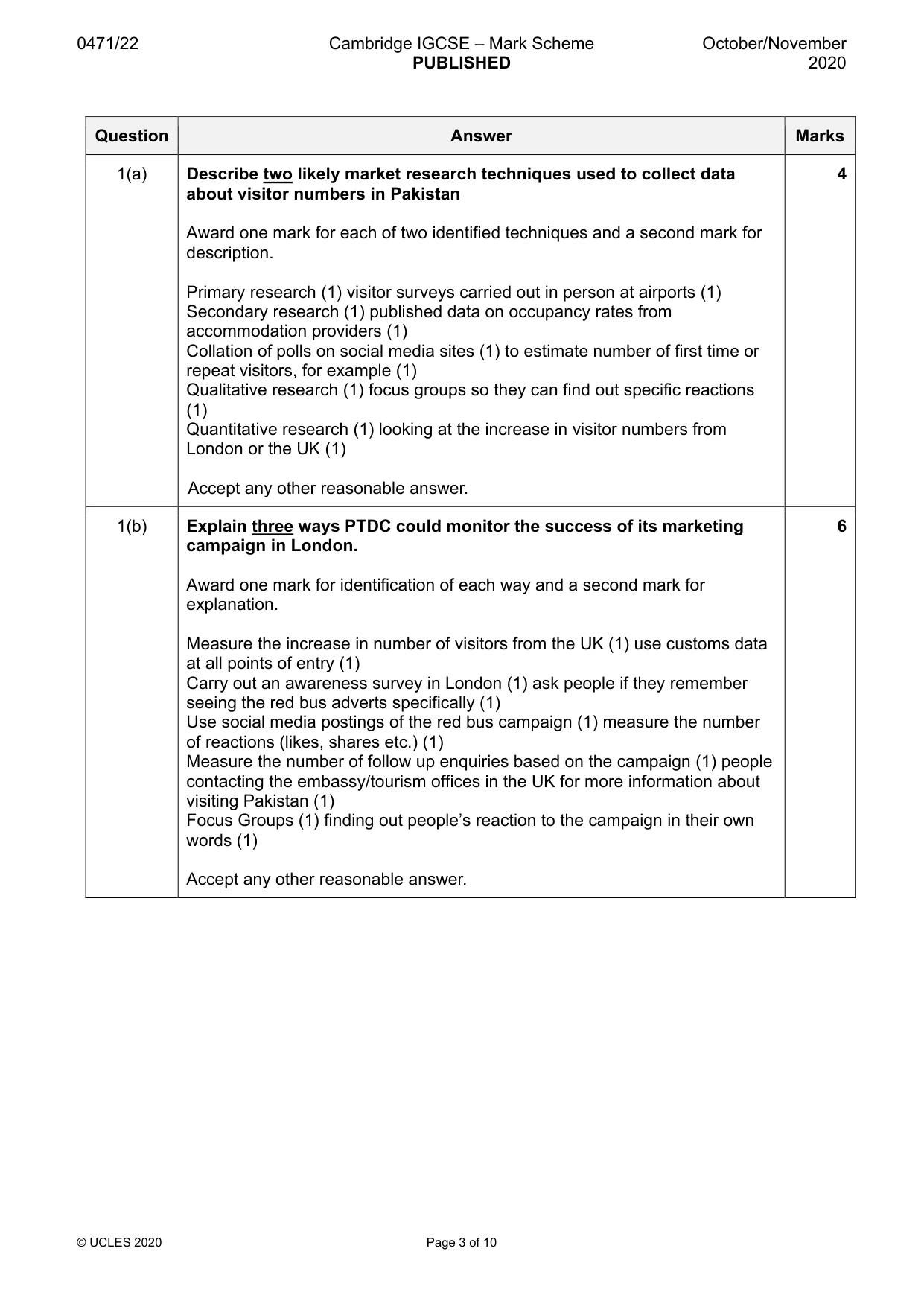 Mark scheme, page 3 of 10