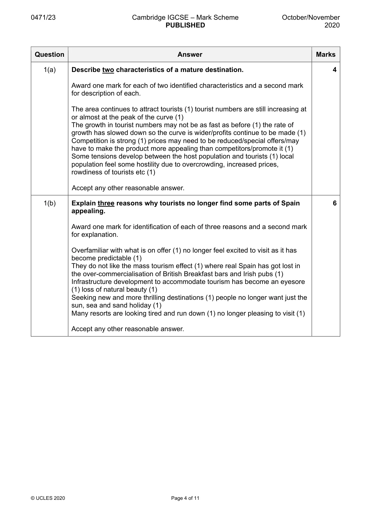 Mark scheme, page 4 of 11