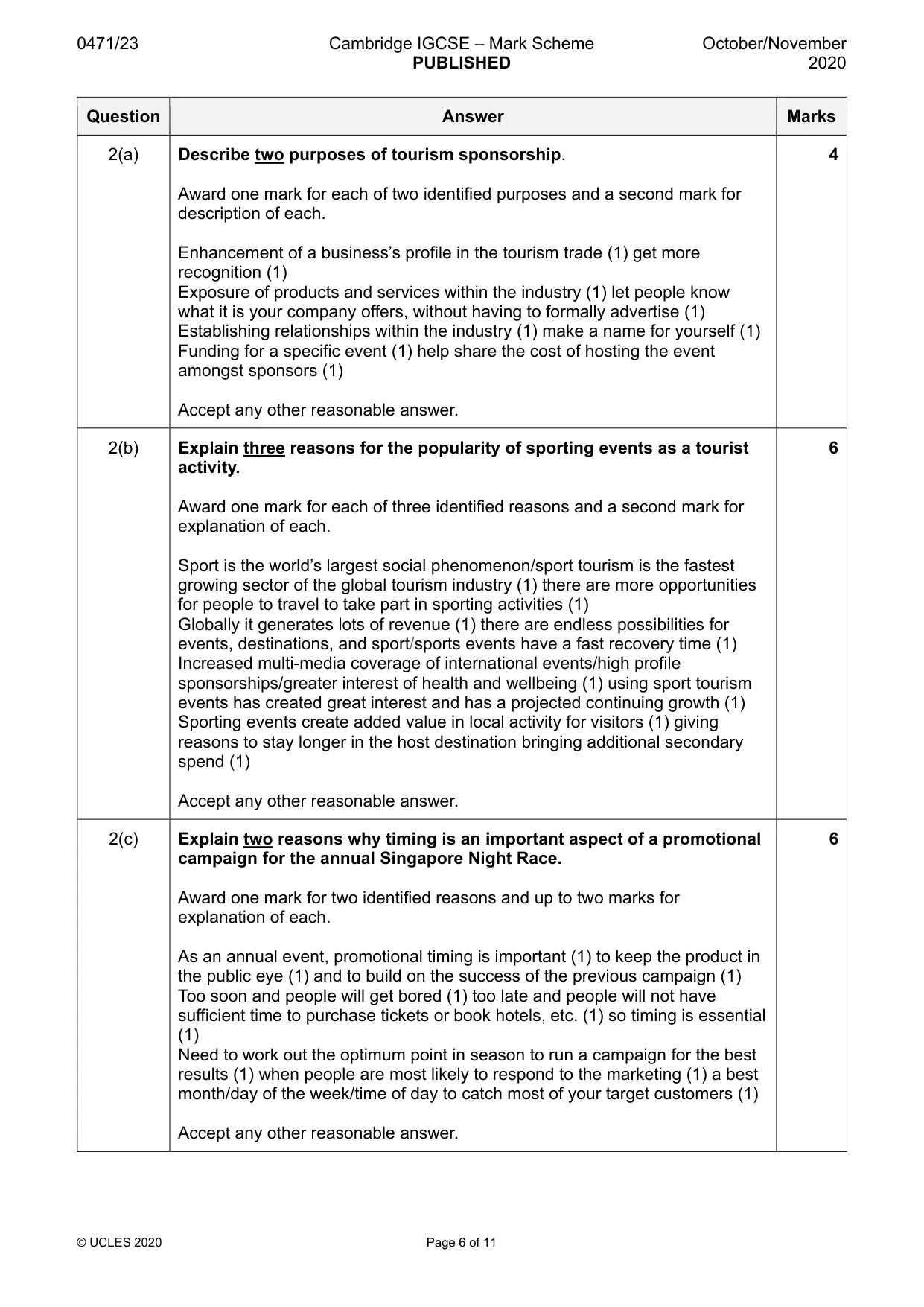 Mark scheme, page 6 of 11