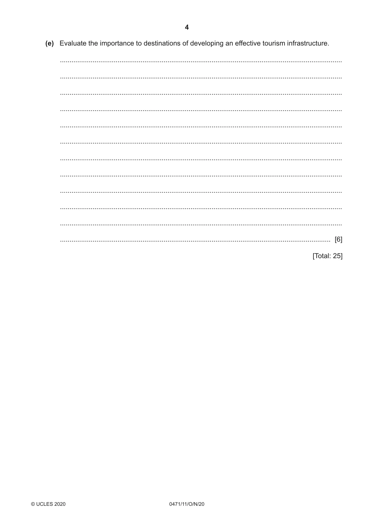 Cambridge IGCSE Travel and Tourism 0471 2020 Oct/Nov Paper 1 · Variant 1 question paper, page 4 of 12