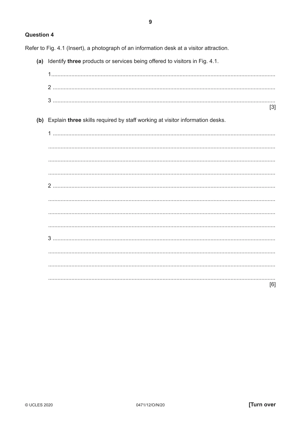 Cambridge IGCSE Travel and Tourism 0471 2020 Oct/Nov Paper 1 · Variant 2 question paper, page 9 of 12