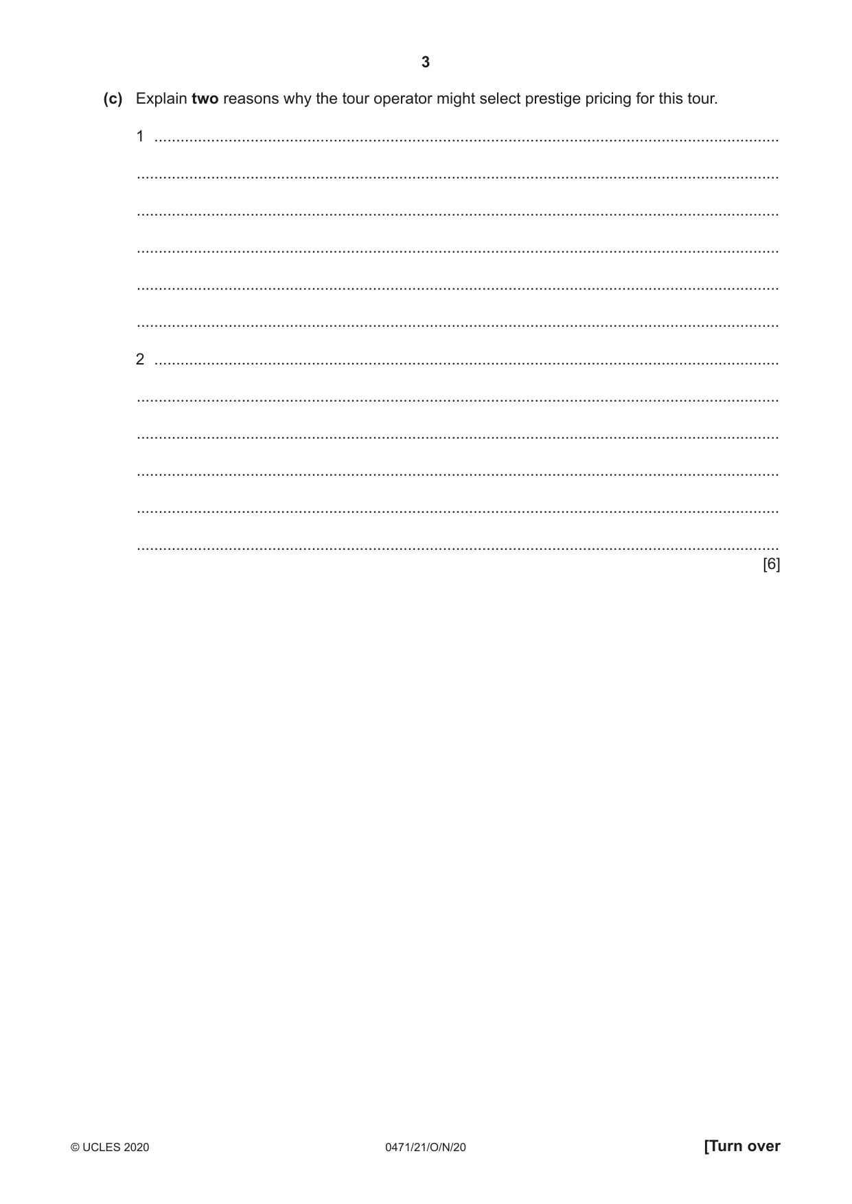 Cambridge IGCSE Travel and Tourism 0471 2020 Oct/Nov Paper 2 · Variant 1 question paper, page 3 of 16
