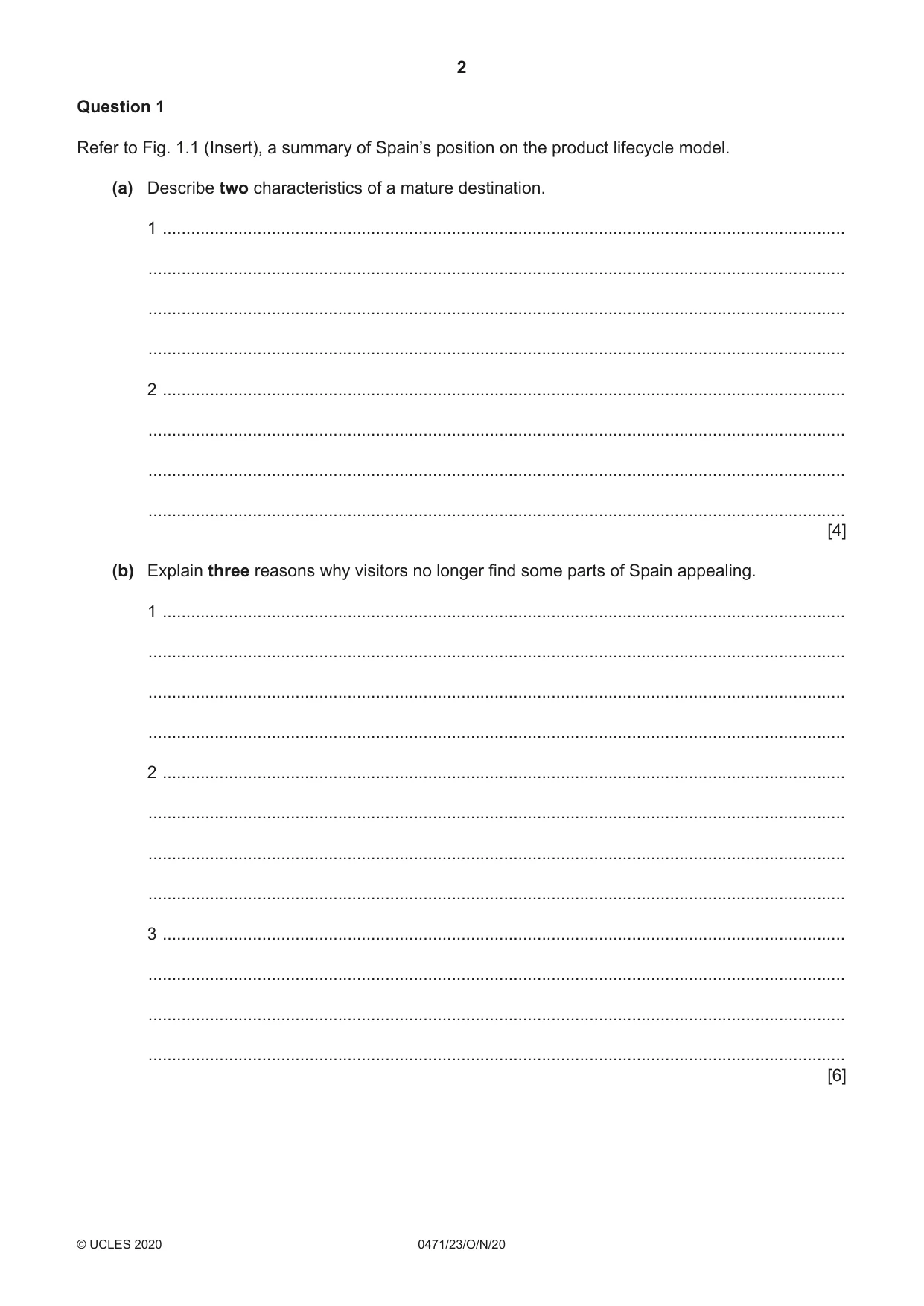 Cambridge IGCSE Travel and Tourism 0471 2020 Oct/Nov Paper 2 · Variant 3 question paper, page 2 of 16