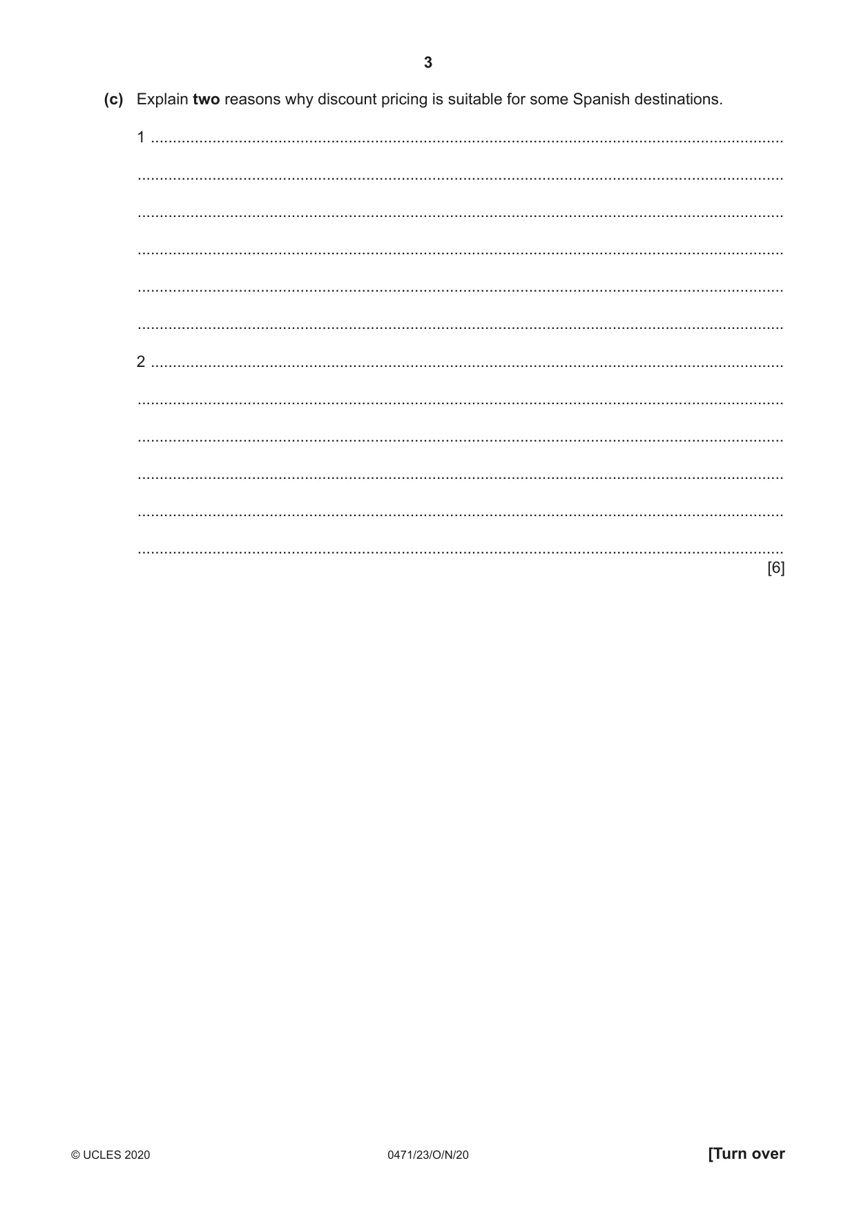 Cambridge IGCSE Travel and Tourism 0471 2020 Oct/Nov Paper 2 · Variant 3 question paper, page 3 of 16