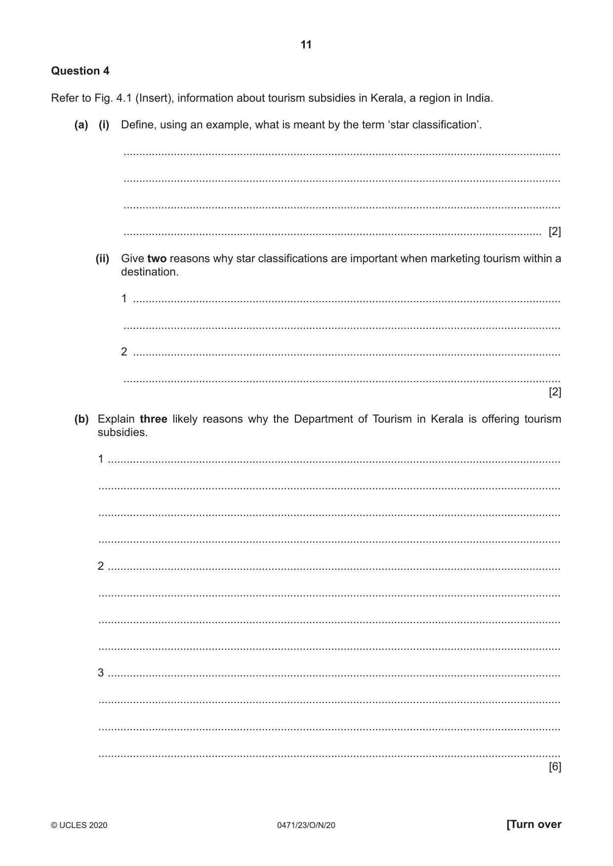 Cambridge IGCSE Travel and Tourism 0471 2020 Oct/Nov Paper 2 · Variant 3 question paper, page 11 of 16