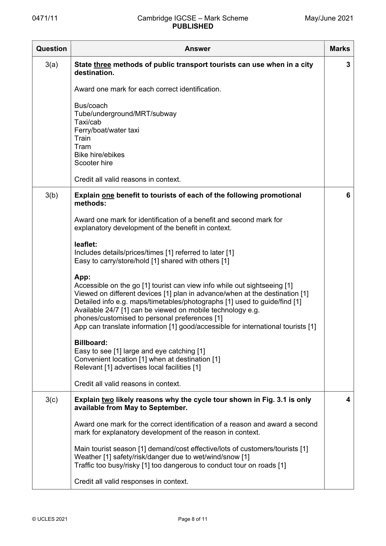 Mark scheme, page 8 of 11
