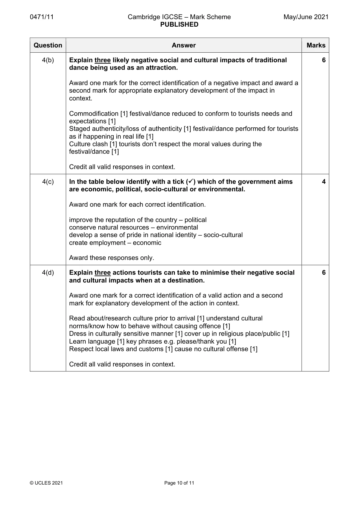 Mark scheme, page 10 of 11