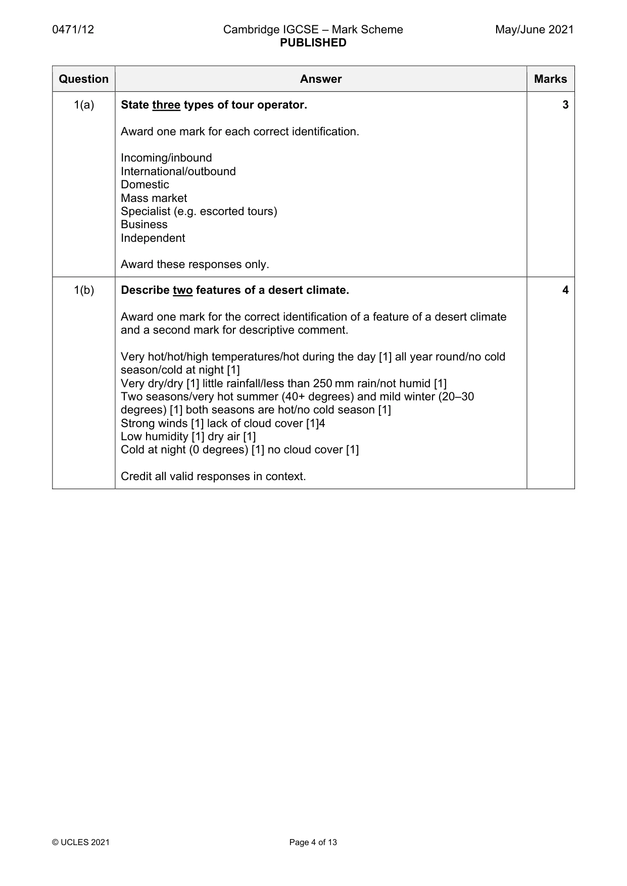 Mark scheme, page 4 of 13