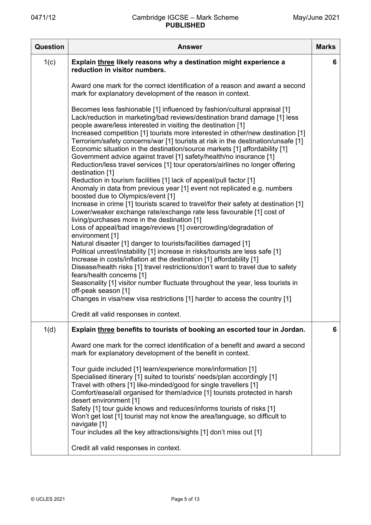 Mark scheme, page 5 of 13