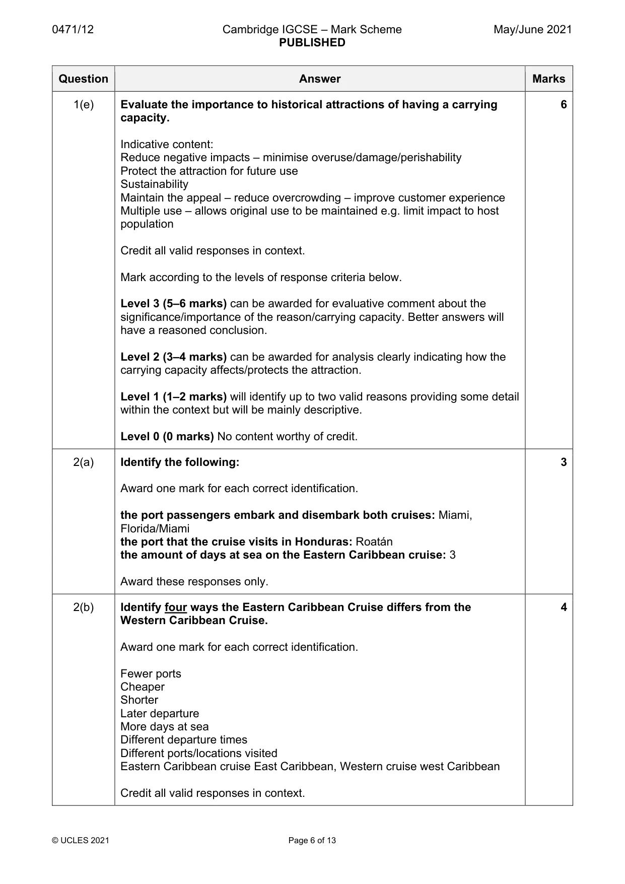 Mark scheme, page 6 of 13