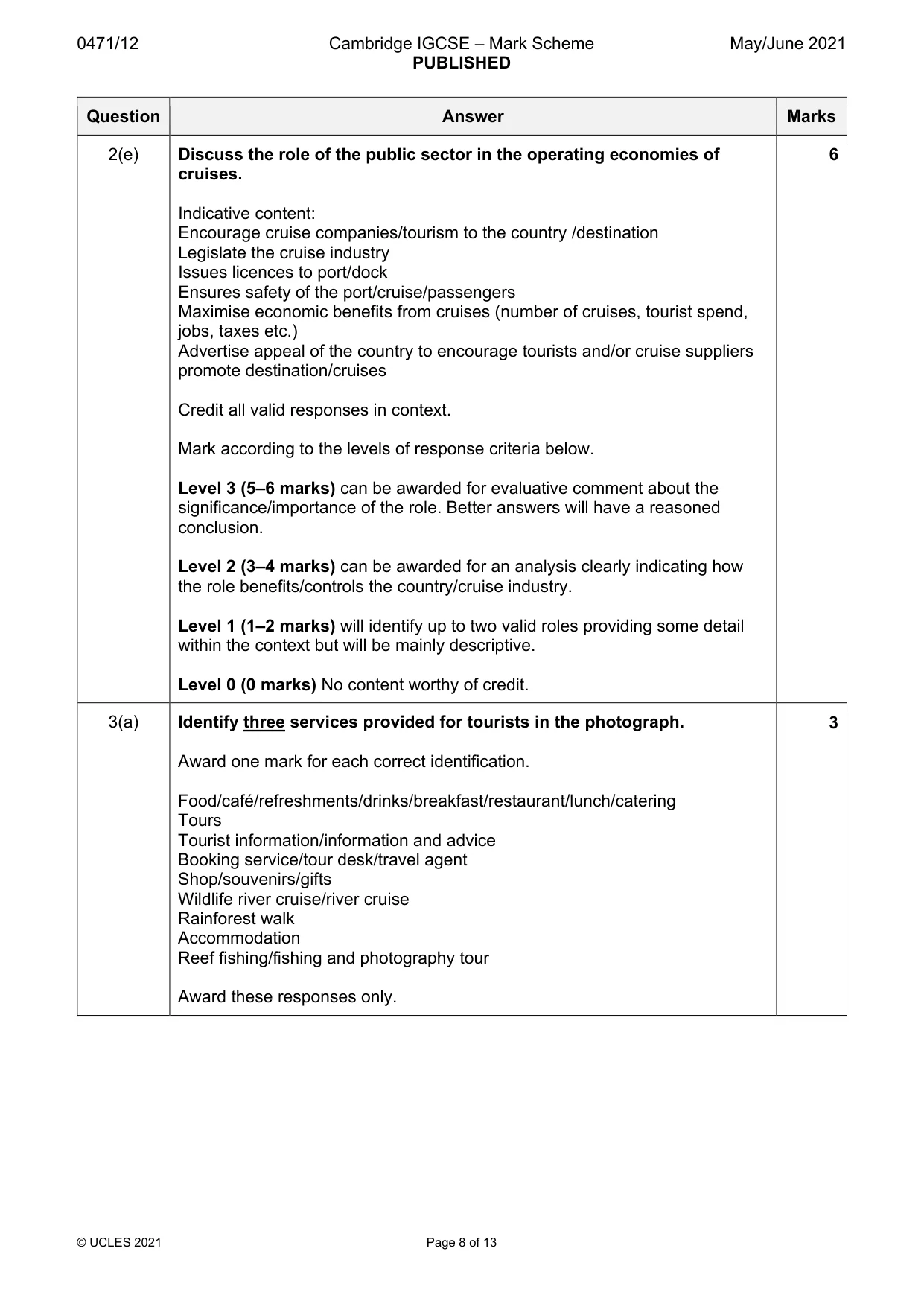 Mark scheme, page 8 of 13