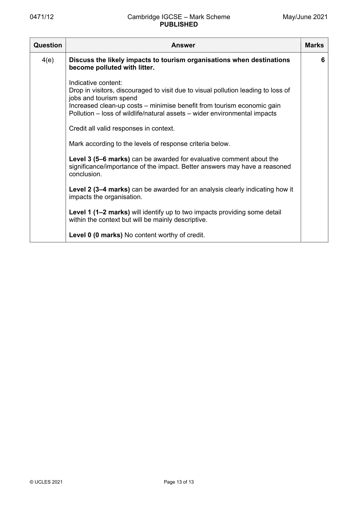 Mark scheme, page 13 of 13