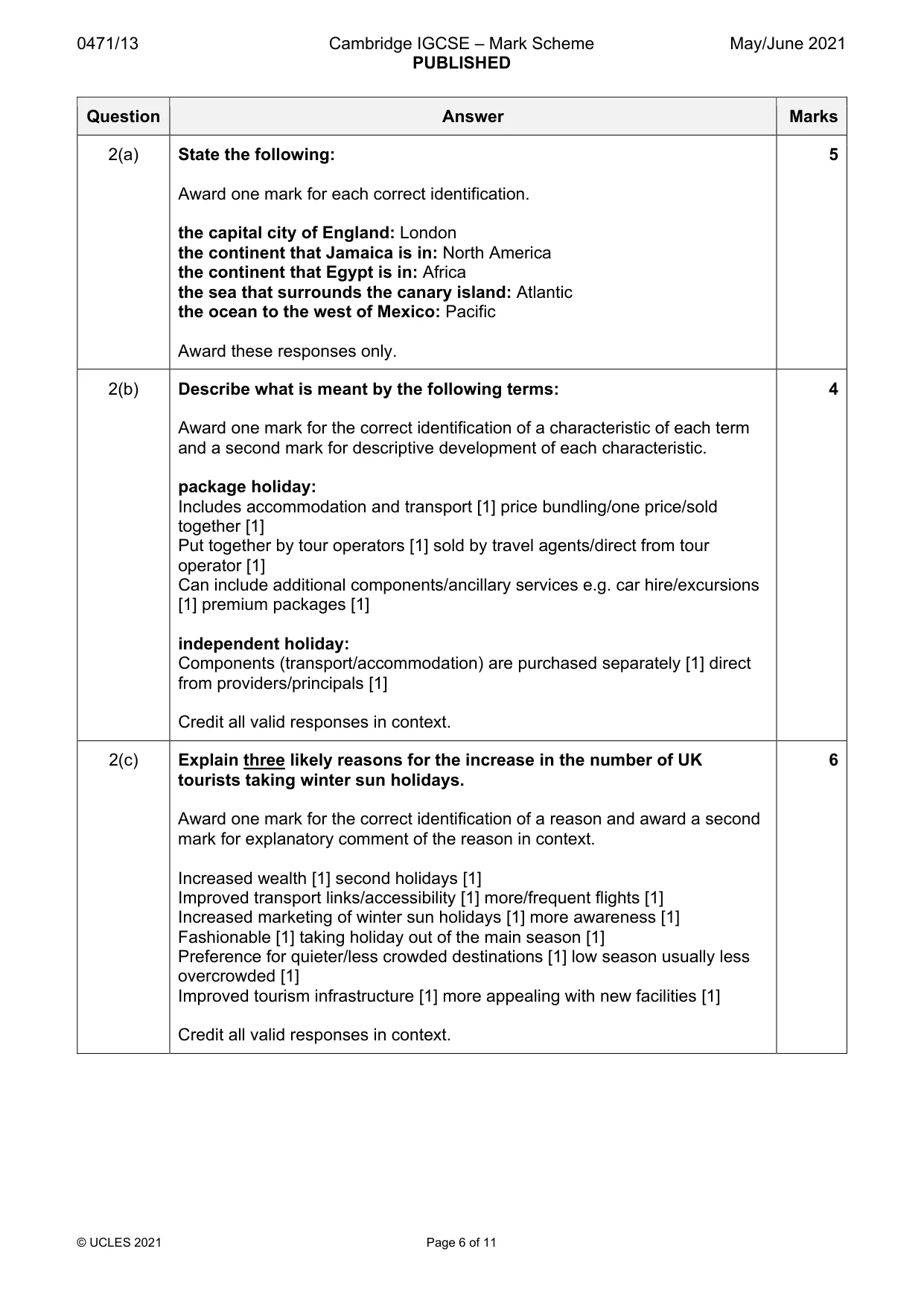 Mark scheme, page 6 of 11