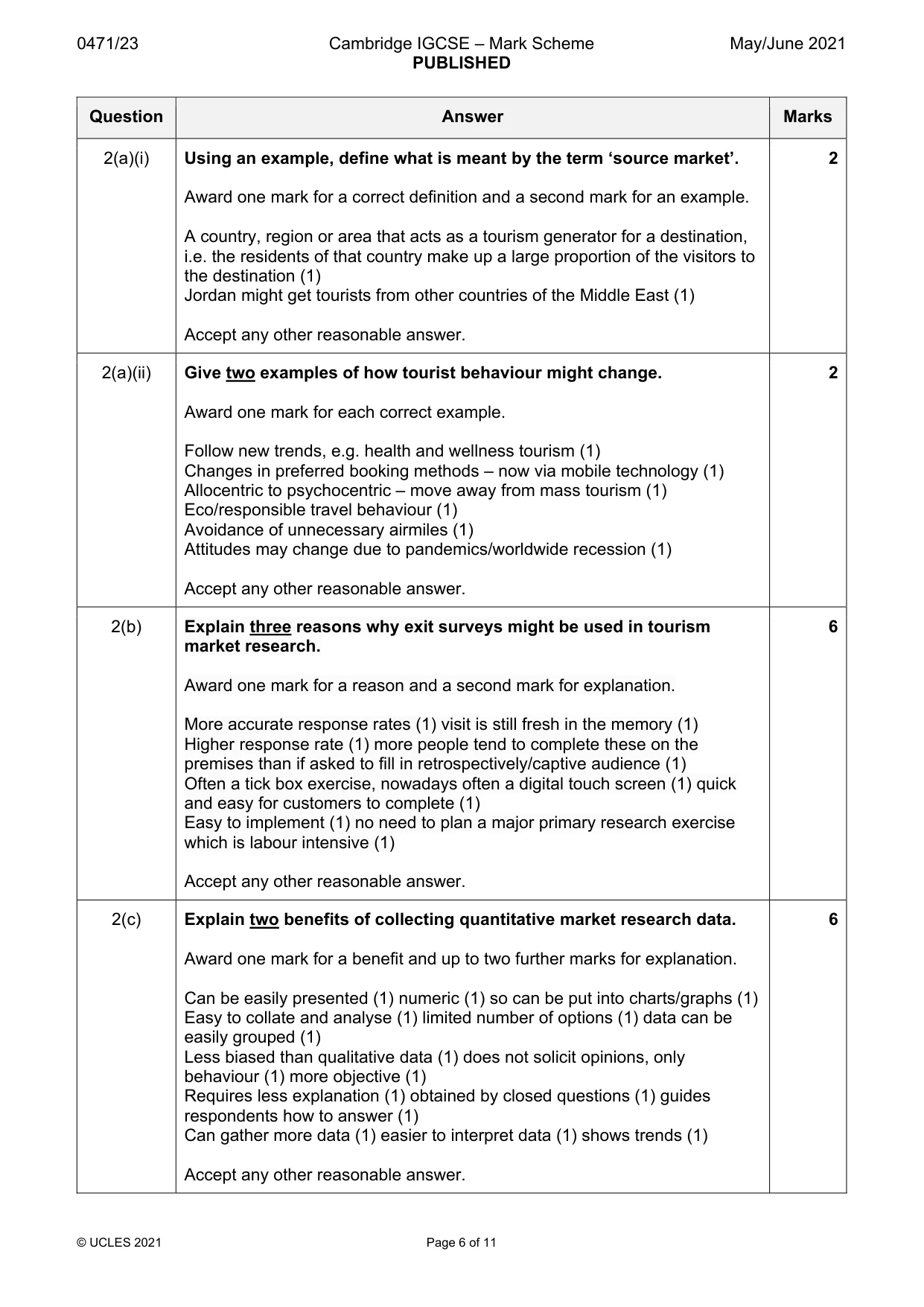 Mark scheme, page 6 of 11
