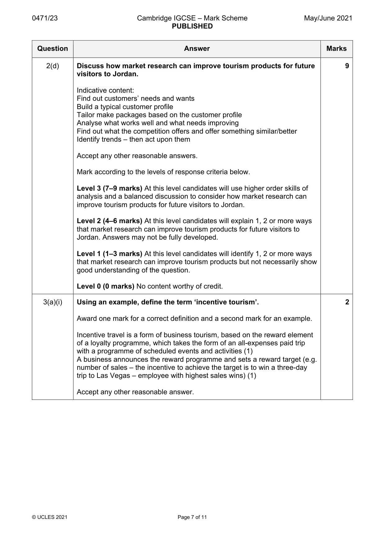 Mark scheme, page 7 of 11