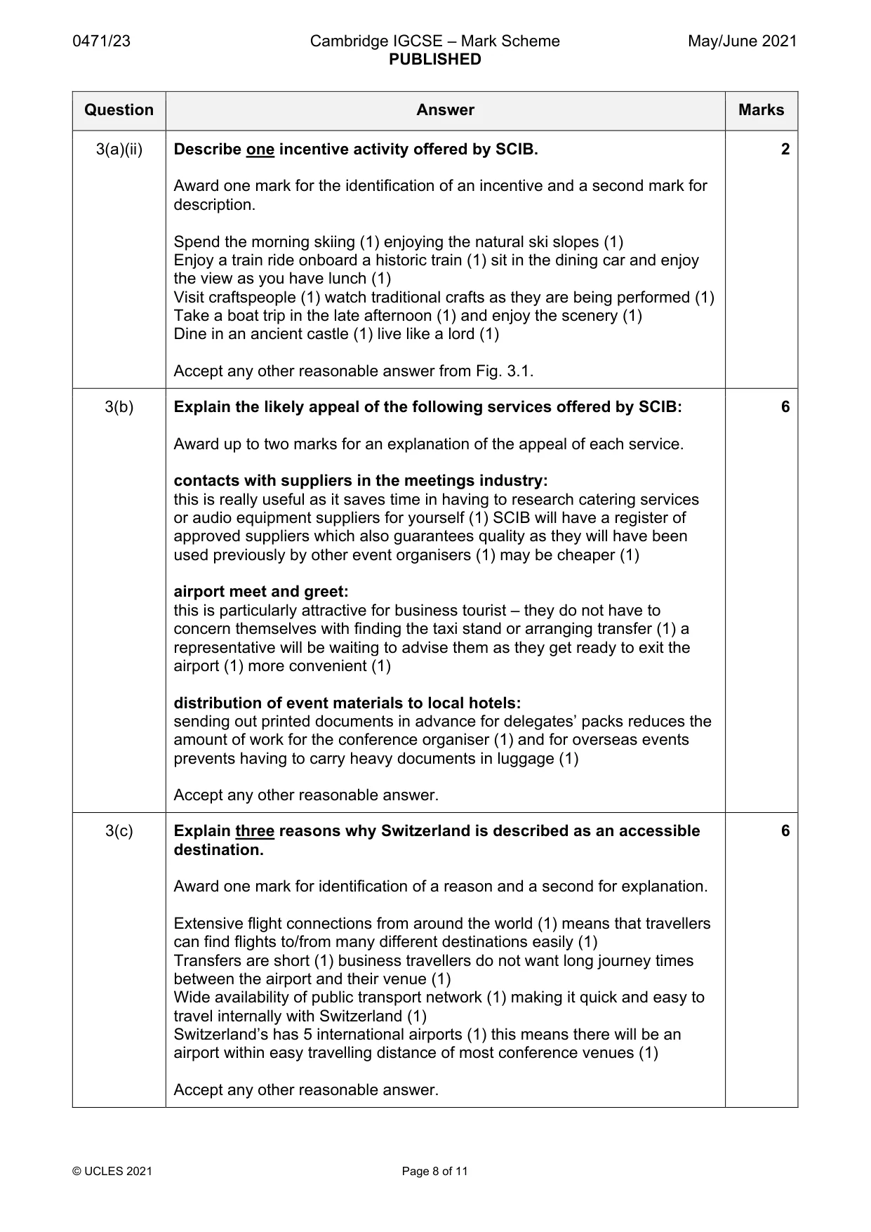 Mark scheme, page 8 of 11