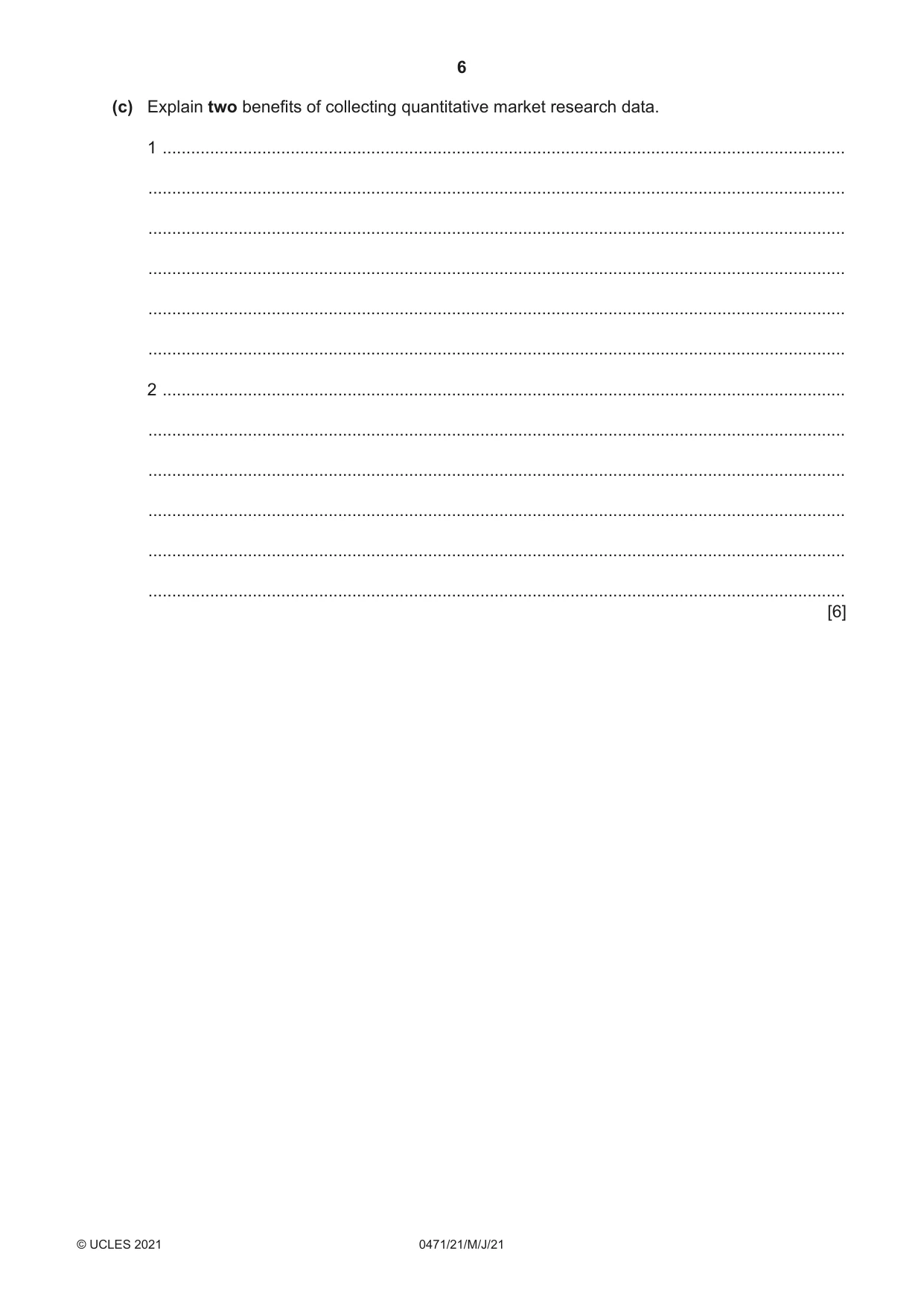 Cambridge IGCSE Travel and Tourism 0471 2021 May/June Paper 2 · Variant 1 question paper, page 6 of 16