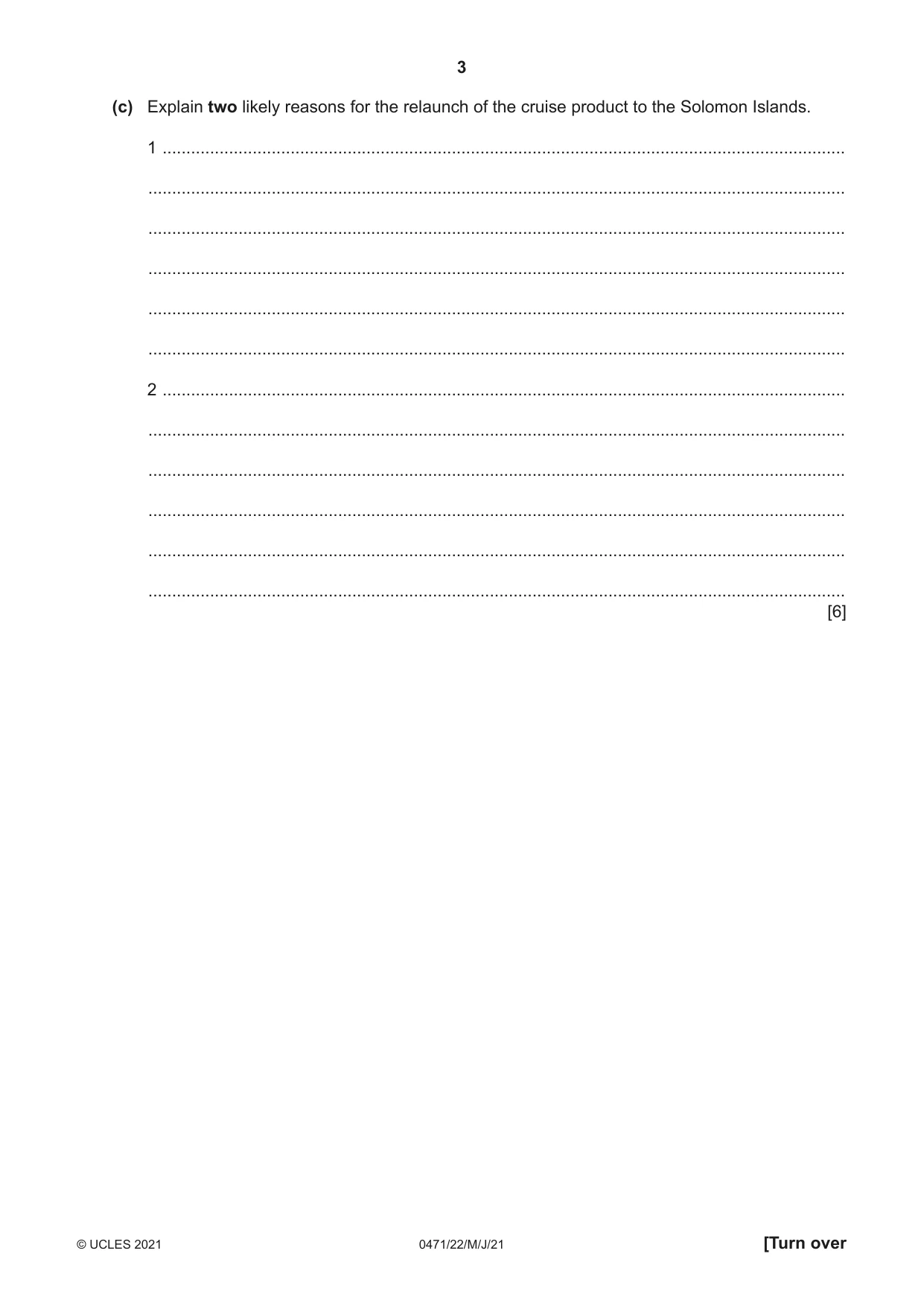 Cambridge IGCSE Travel and Tourism 0471 2021 May/June Paper 2 · Variant 2 question paper, page 3 of 16
