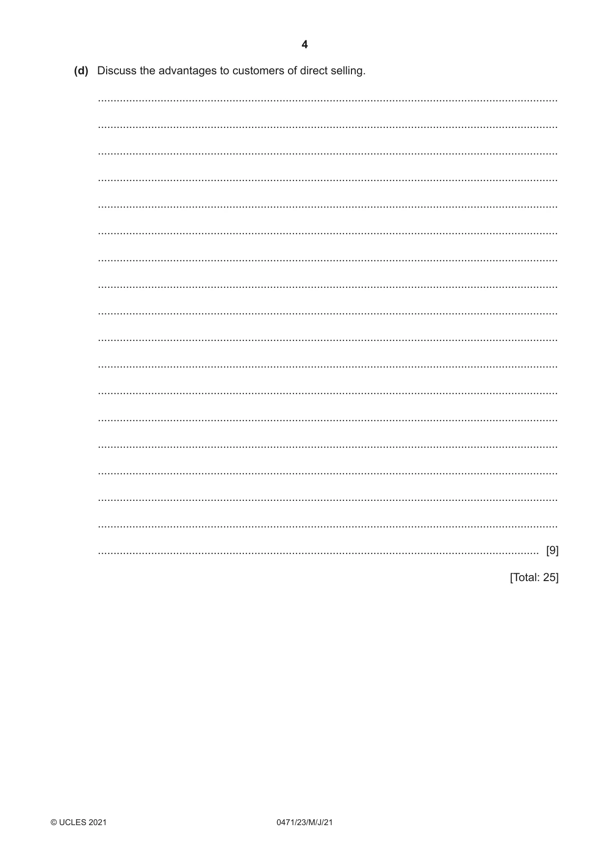 Cambridge IGCSE Travel and Tourism 0471 2021 May/June Paper 2 · Variant 3 question paper, page 4 of 16