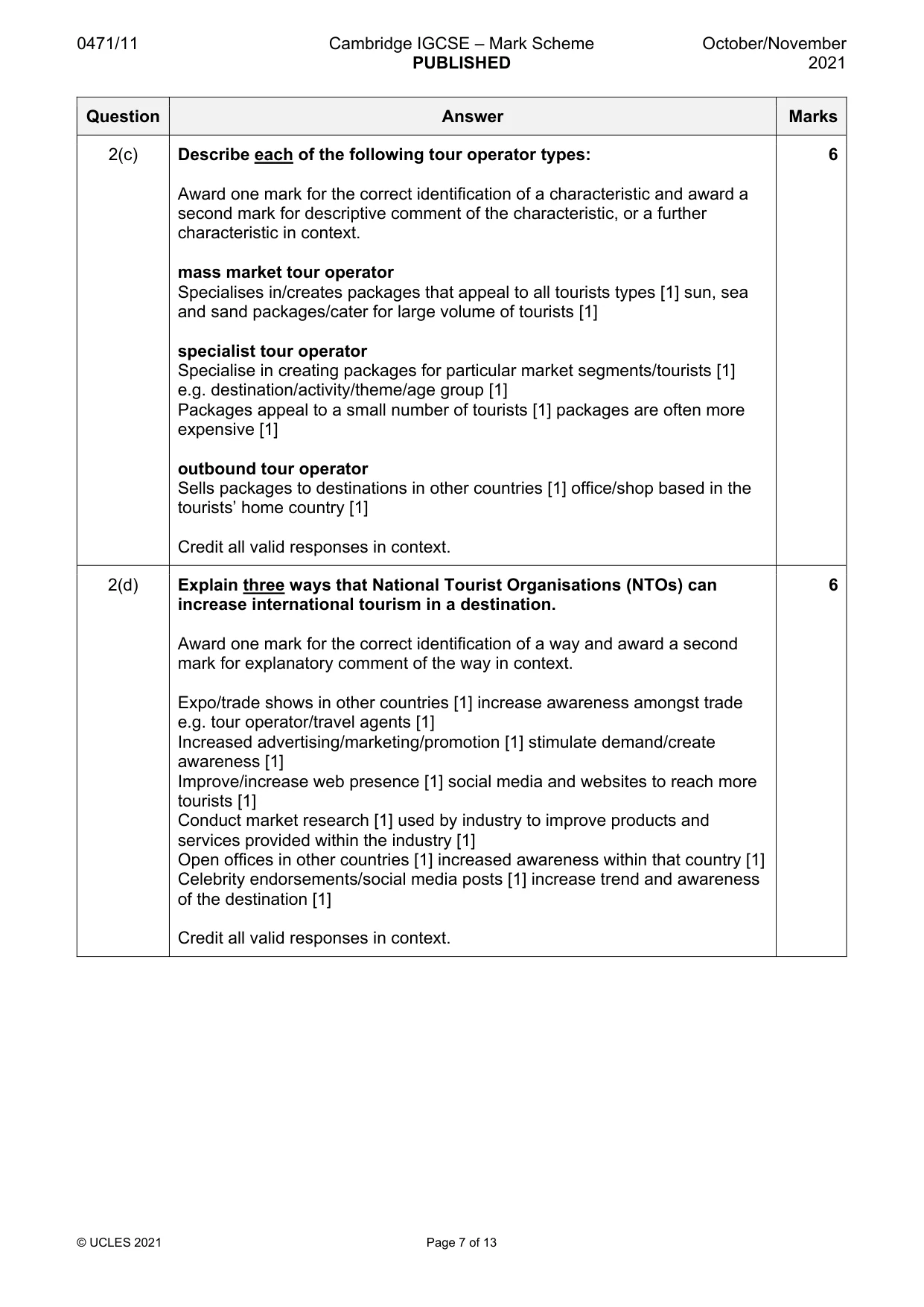 Mark scheme, page 7 of 13