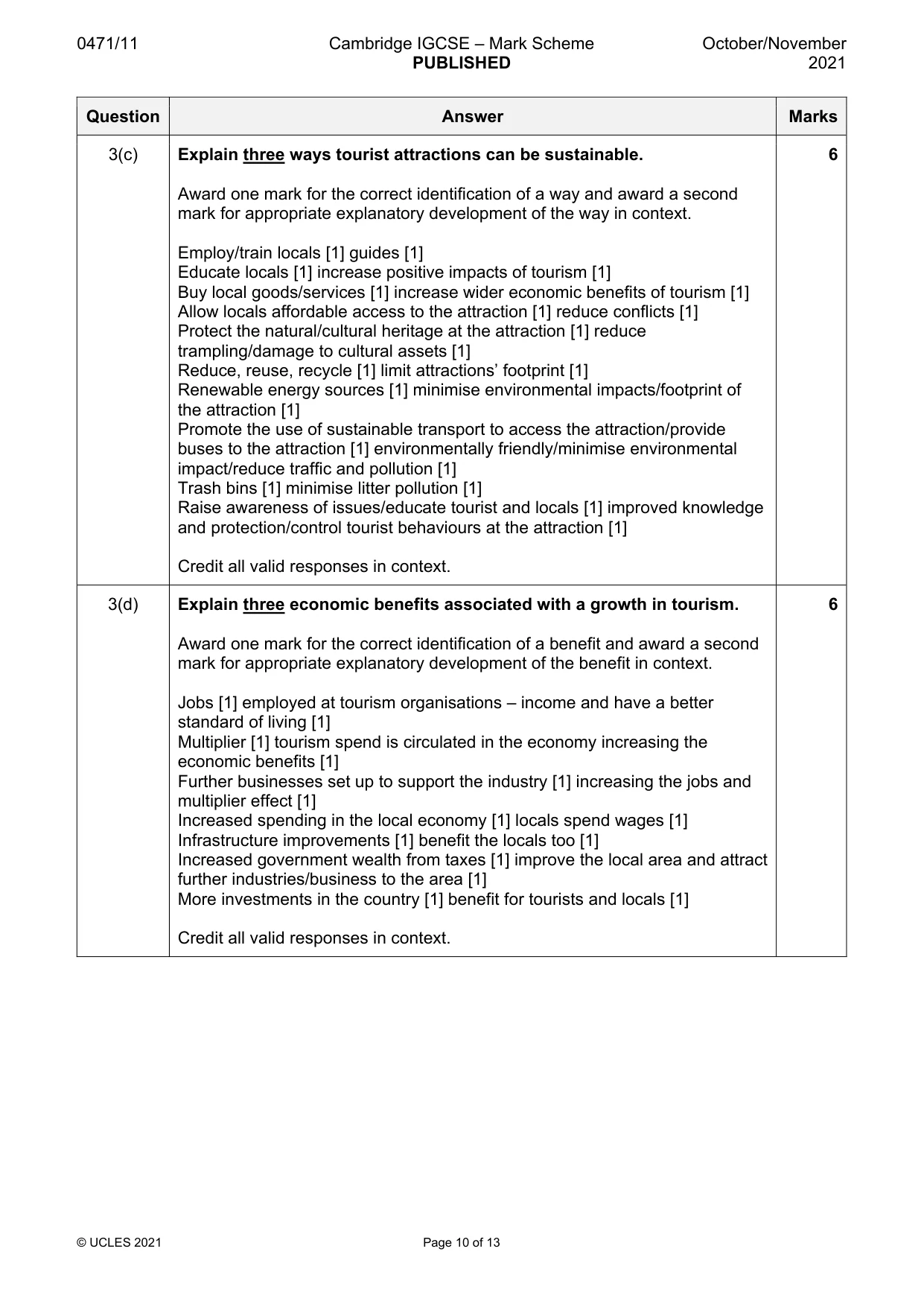 Mark scheme, page 10 of 13