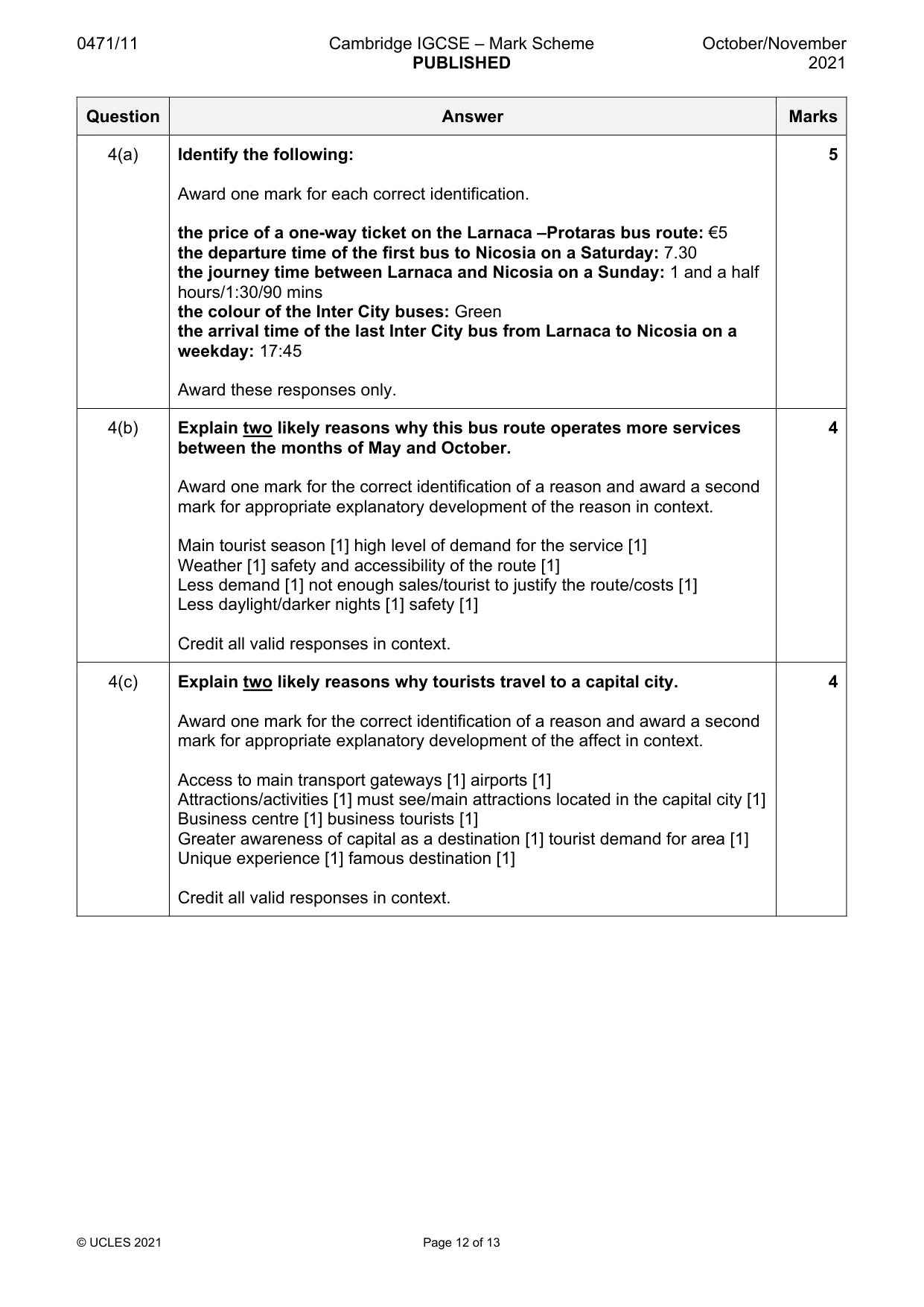 Mark scheme, page 12 of 13