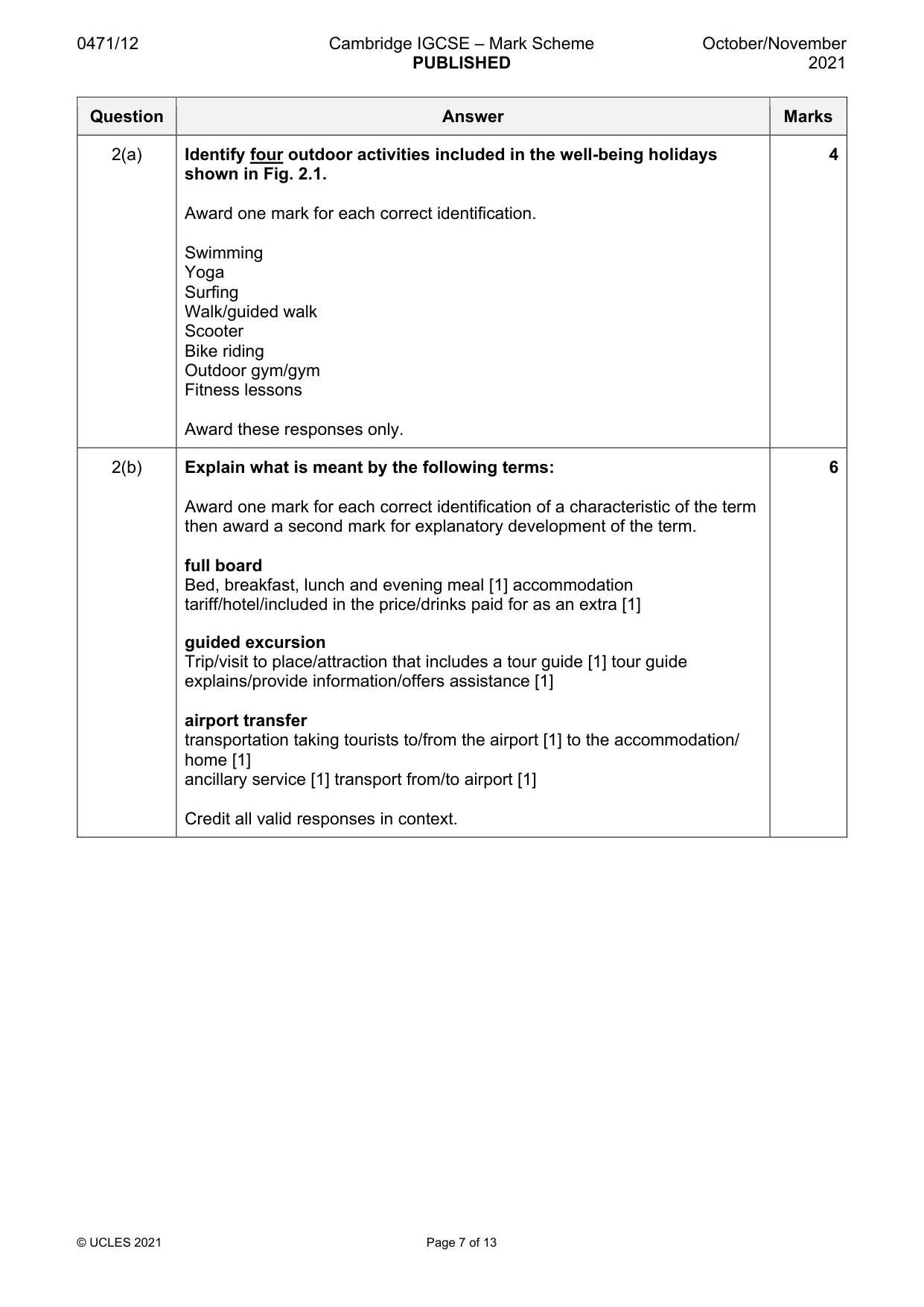 Mark scheme, page 7 of 13