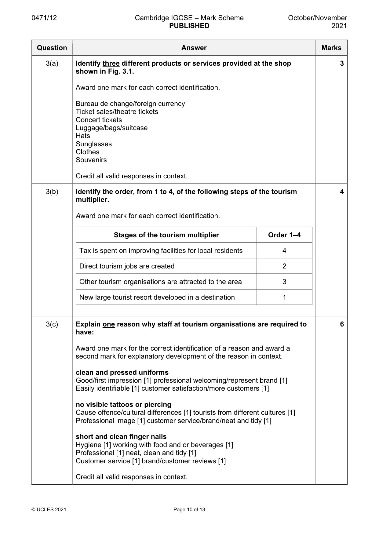 Mark scheme, page 10 of 13