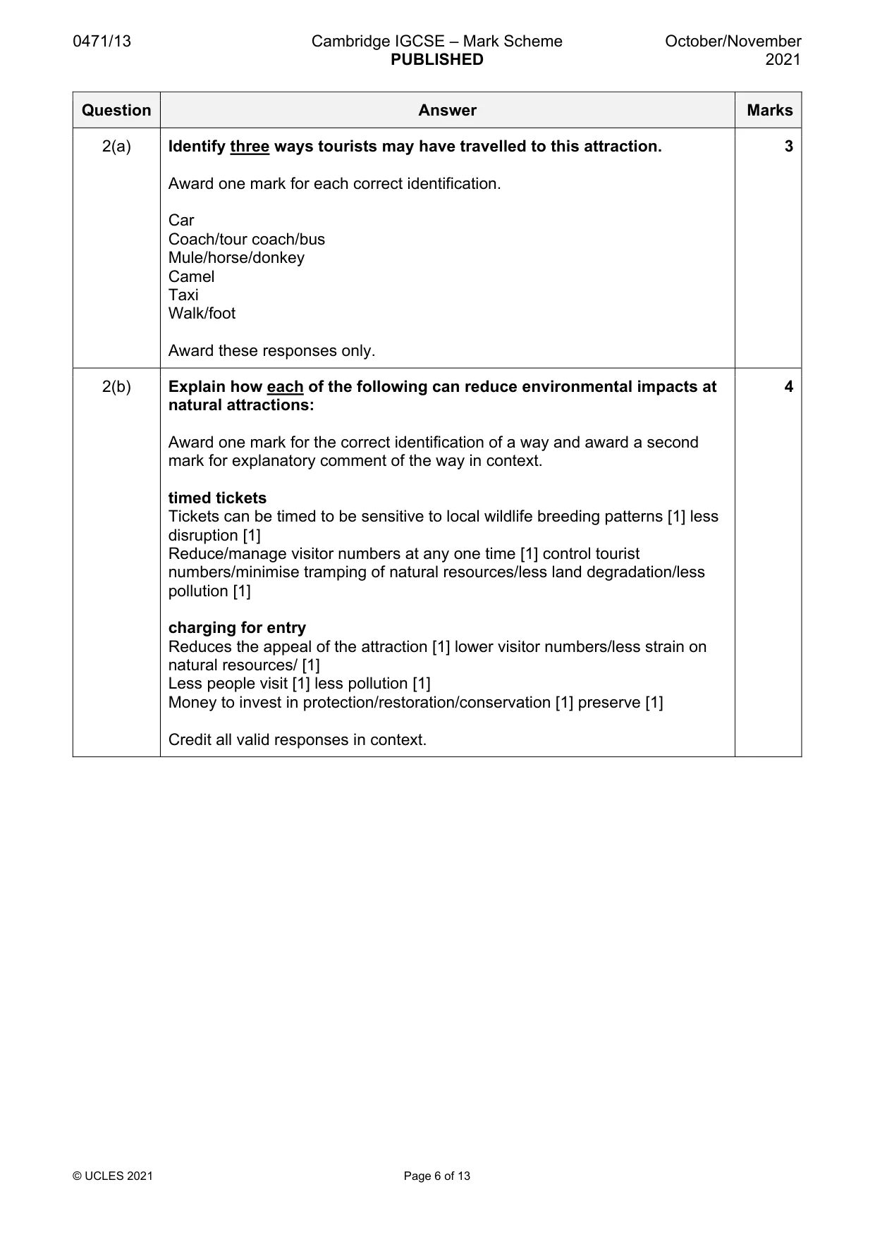 Mark scheme, page 6 of 13