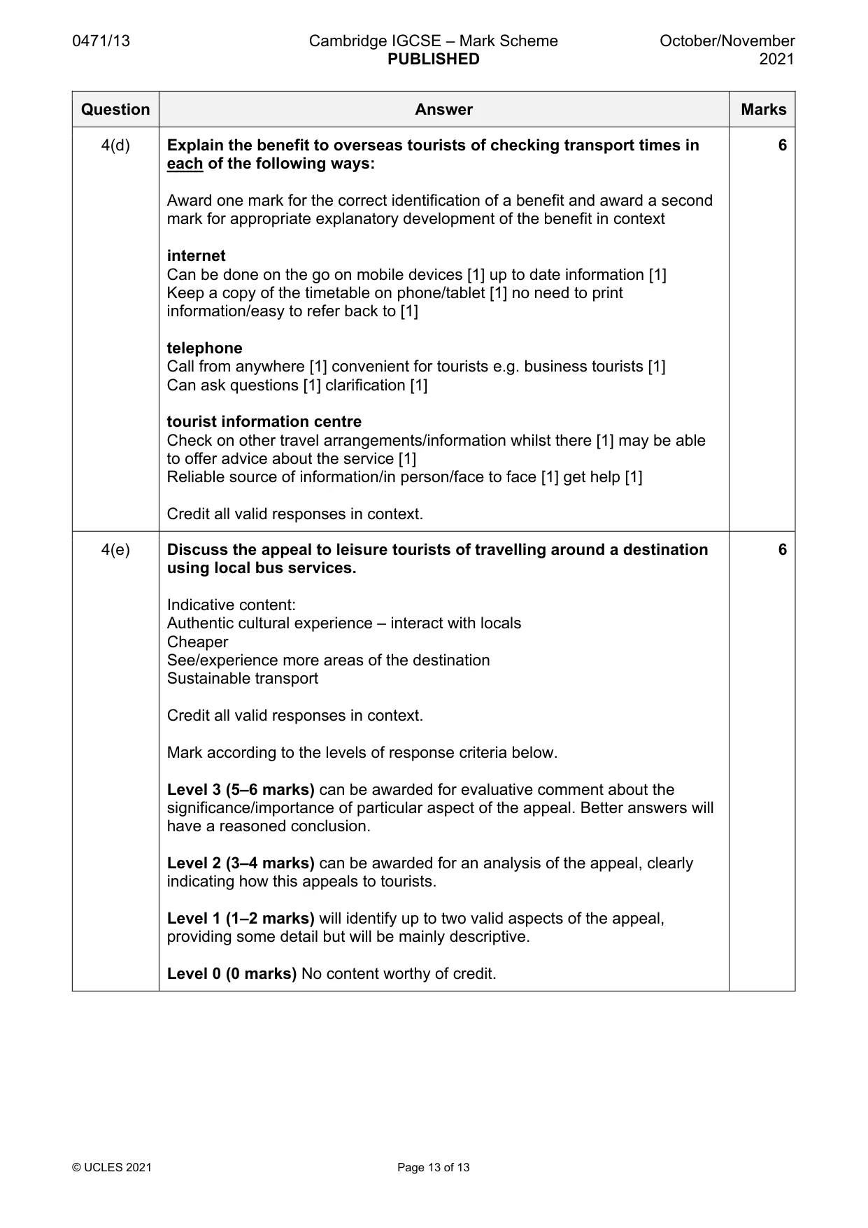Mark scheme, page 13 of 13