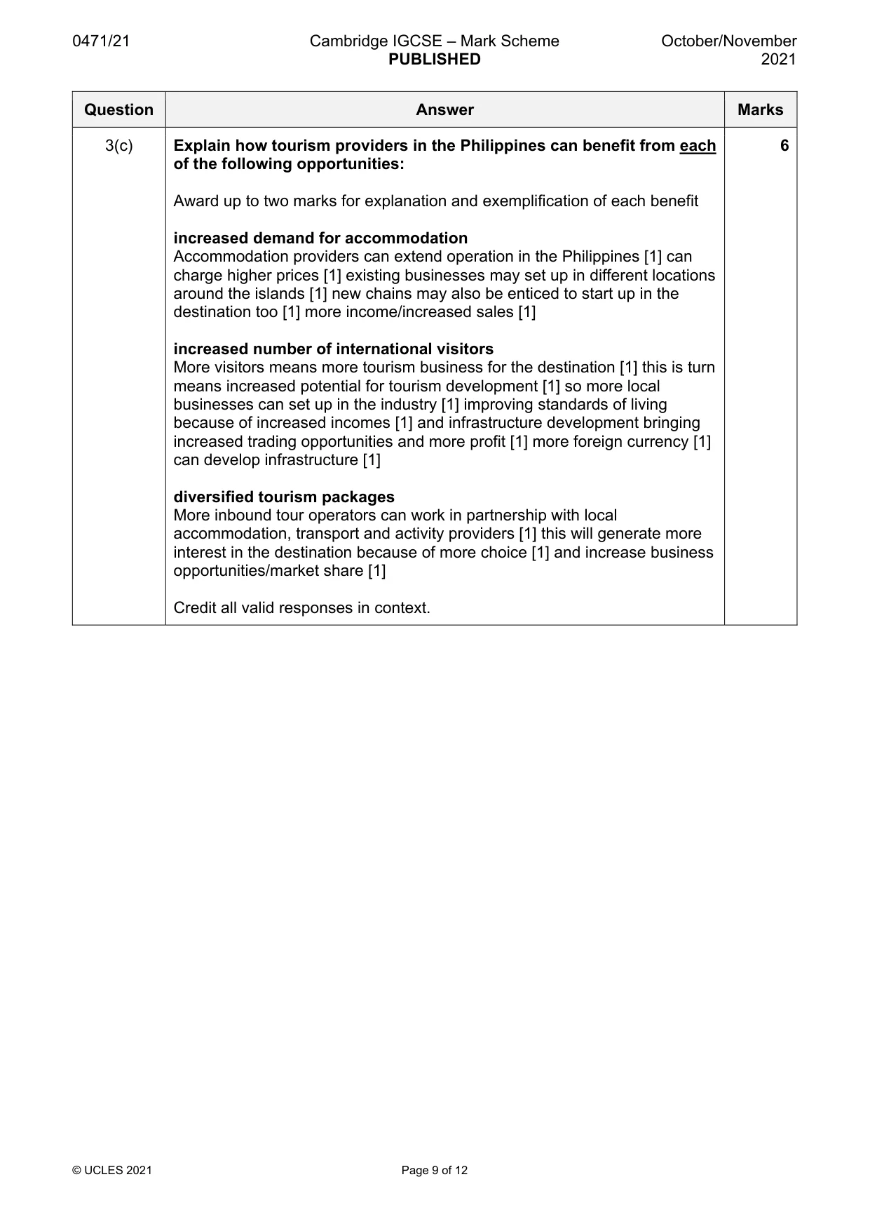 Mark scheme, page 9 of 12