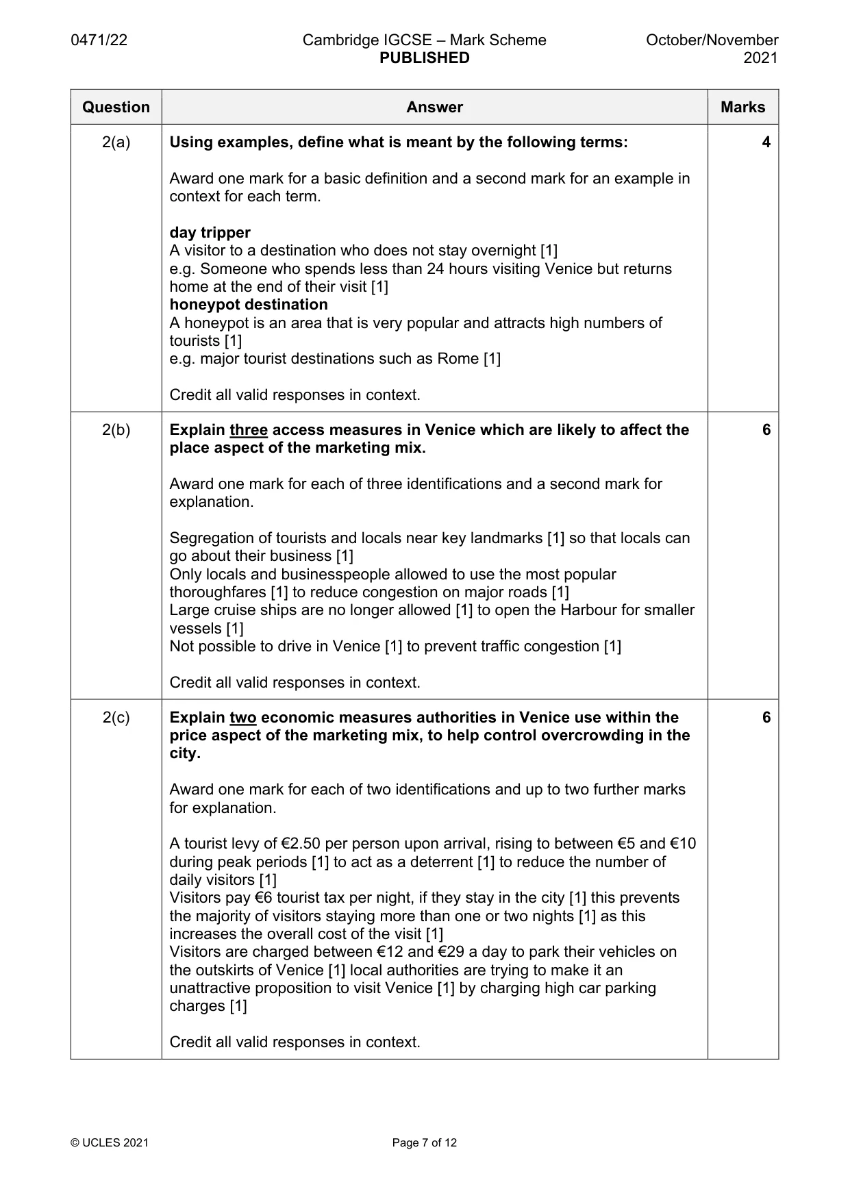 Mark scheme, page 7 of 12