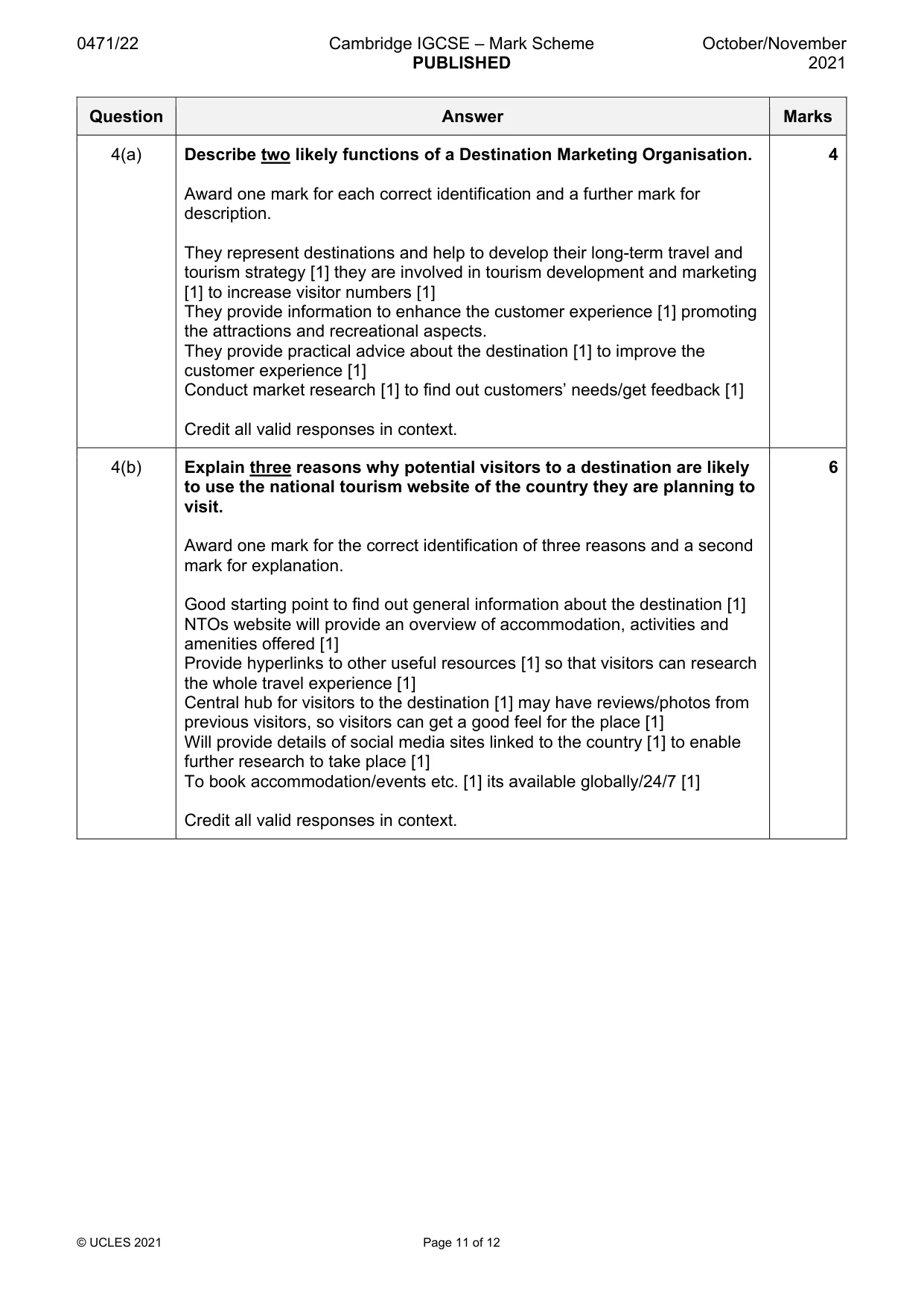 Mark scheme, page 11 of 12