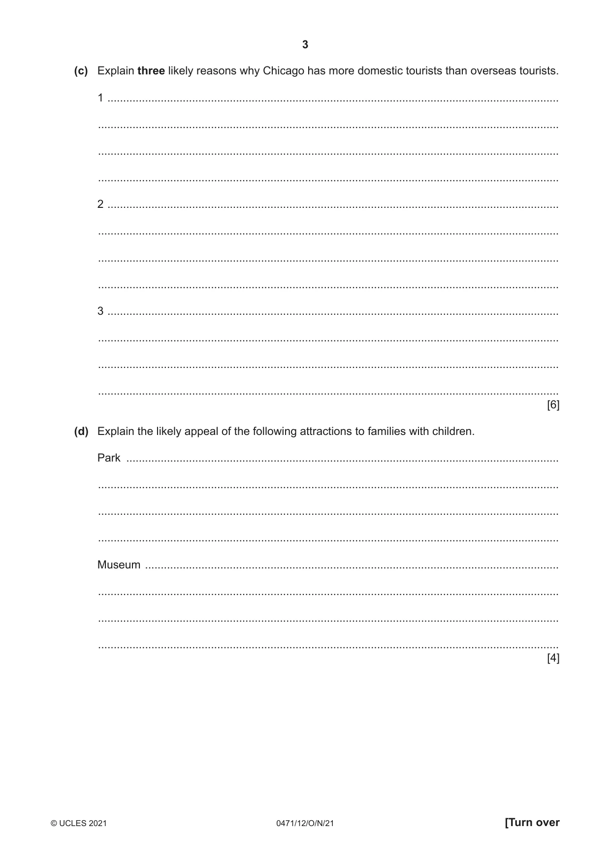 Cambridge IGCSE Travel and Tourism 0471 2021 Oct/Nov Paper 1 · Variant 2 question paper, page 3 of 12