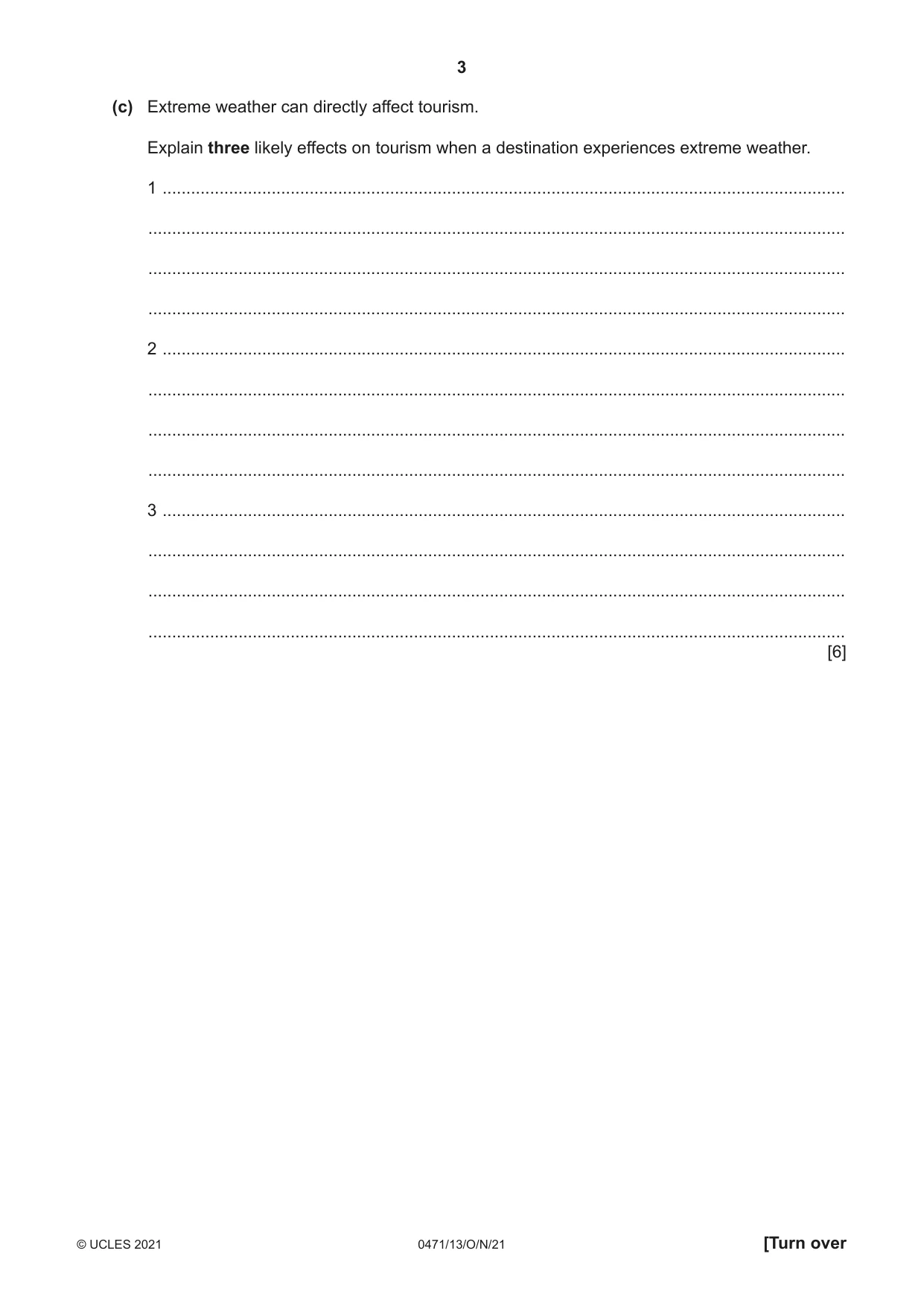 Cambridge IGCSE Travel and Tourism 0471 2021 Oct/Nov Paper 1 · Variant 3 question paper, page 3 of 12