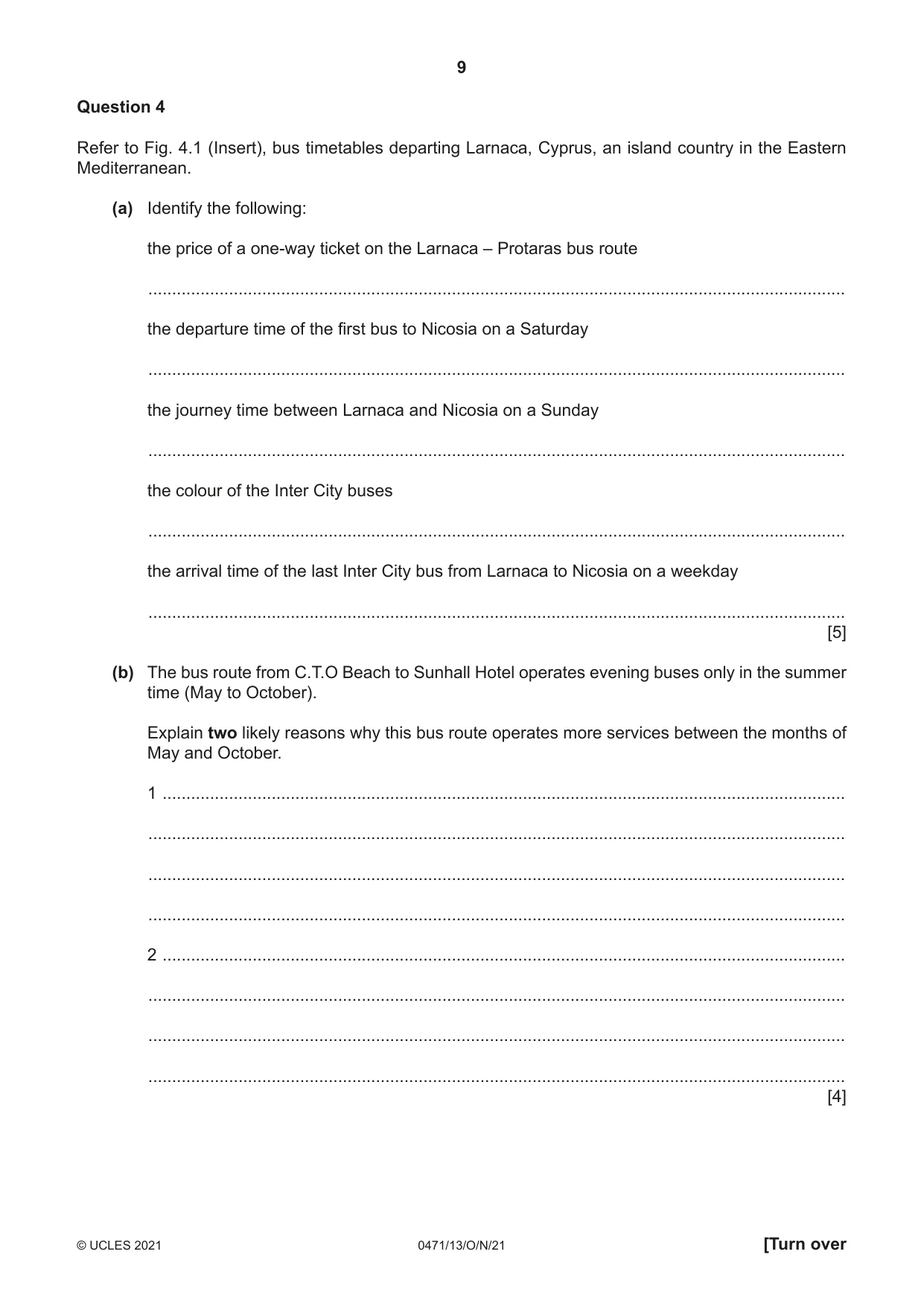 Cambridge IGCSE Travel and Tourism 0471 2021 Oct/Nov Paper 1 · Variant 3 question paper, page 9 of 12