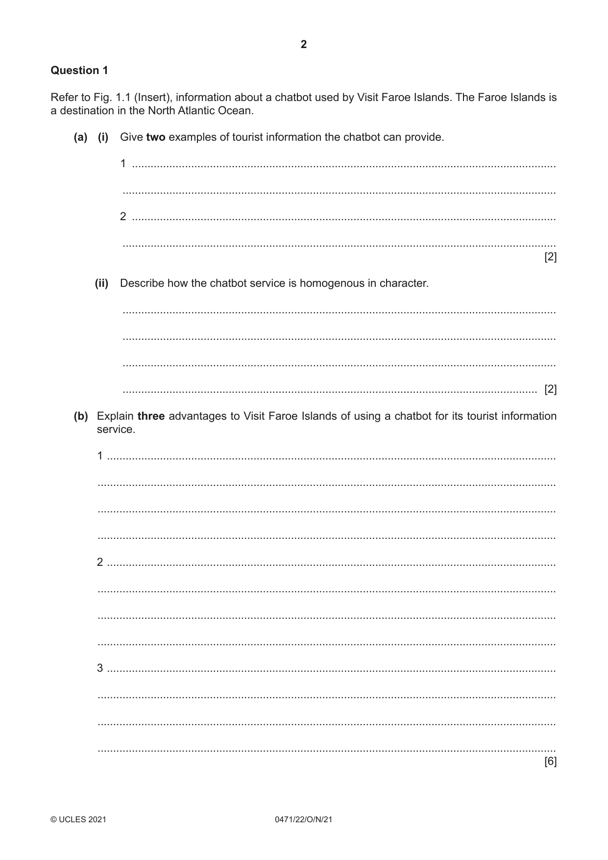 Cambridge IGCSE Travel and Tourism 0471 2021 Oct/Nov Paper 2 · Variant 2 question paper, page 2 of 16