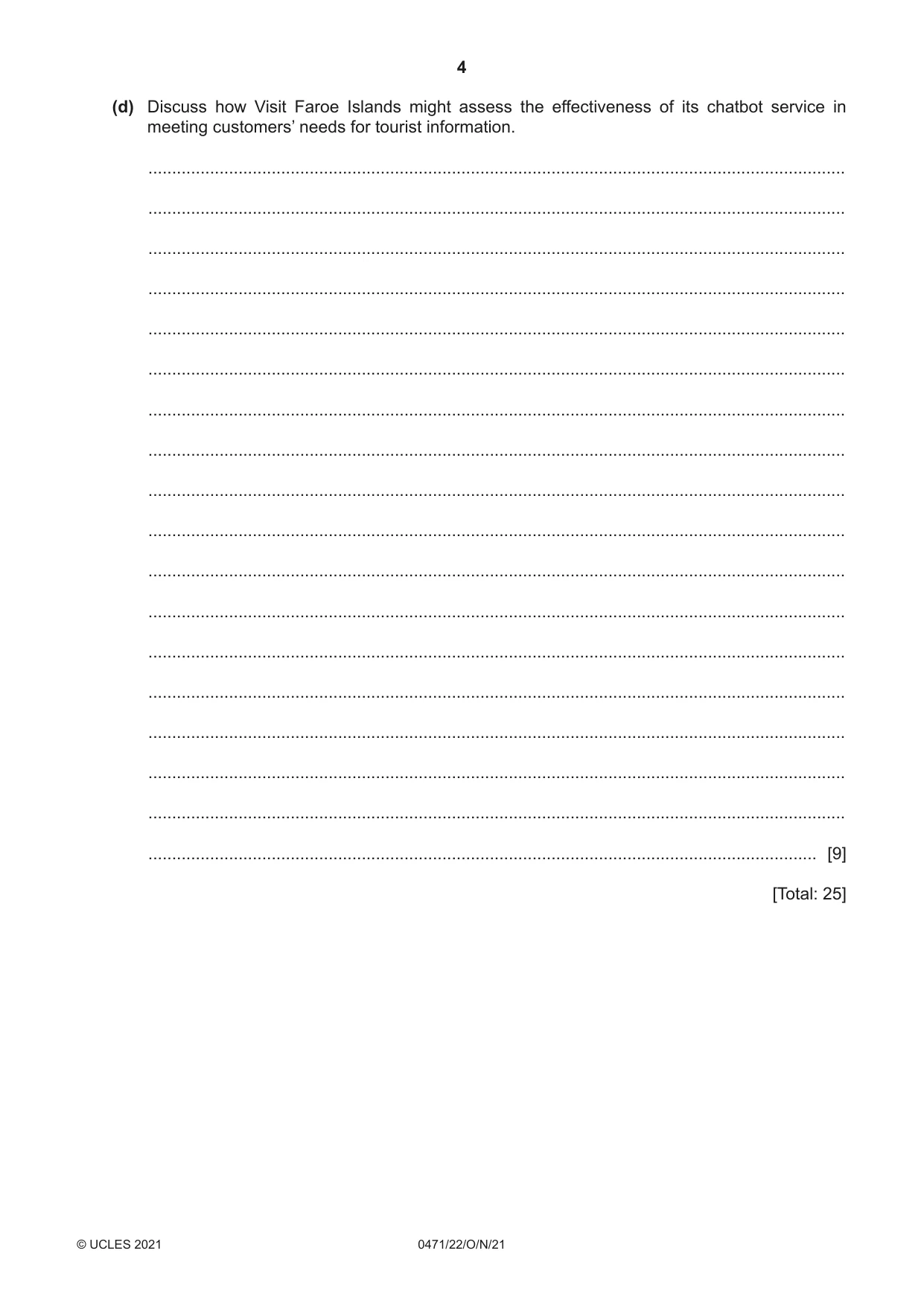 Cambridge IGCSE Travel and Tourism 0471 2021 Oct/Nov Paper 2 · Variant 2 question paper, page 4 of 16