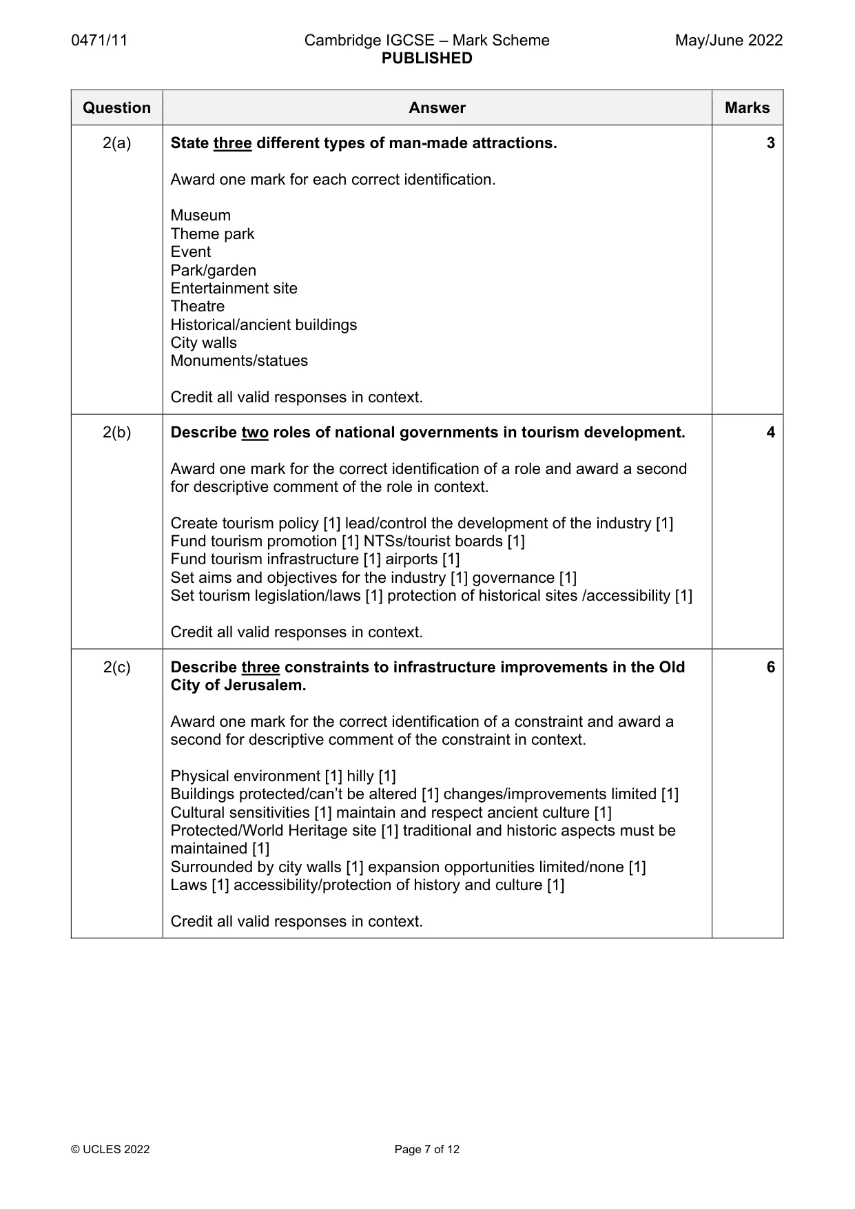 Mark scheme, page 7 of 12