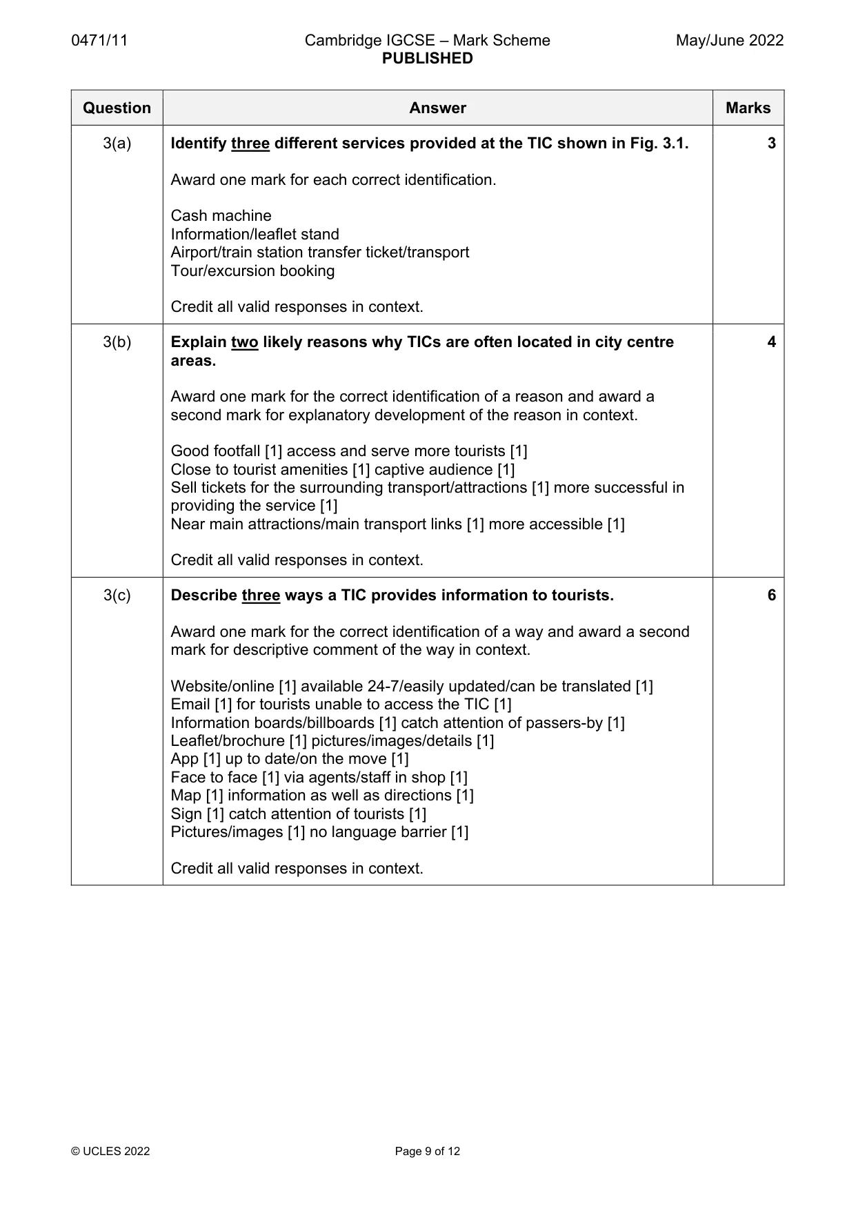 Mark scheme, page 9 of 12