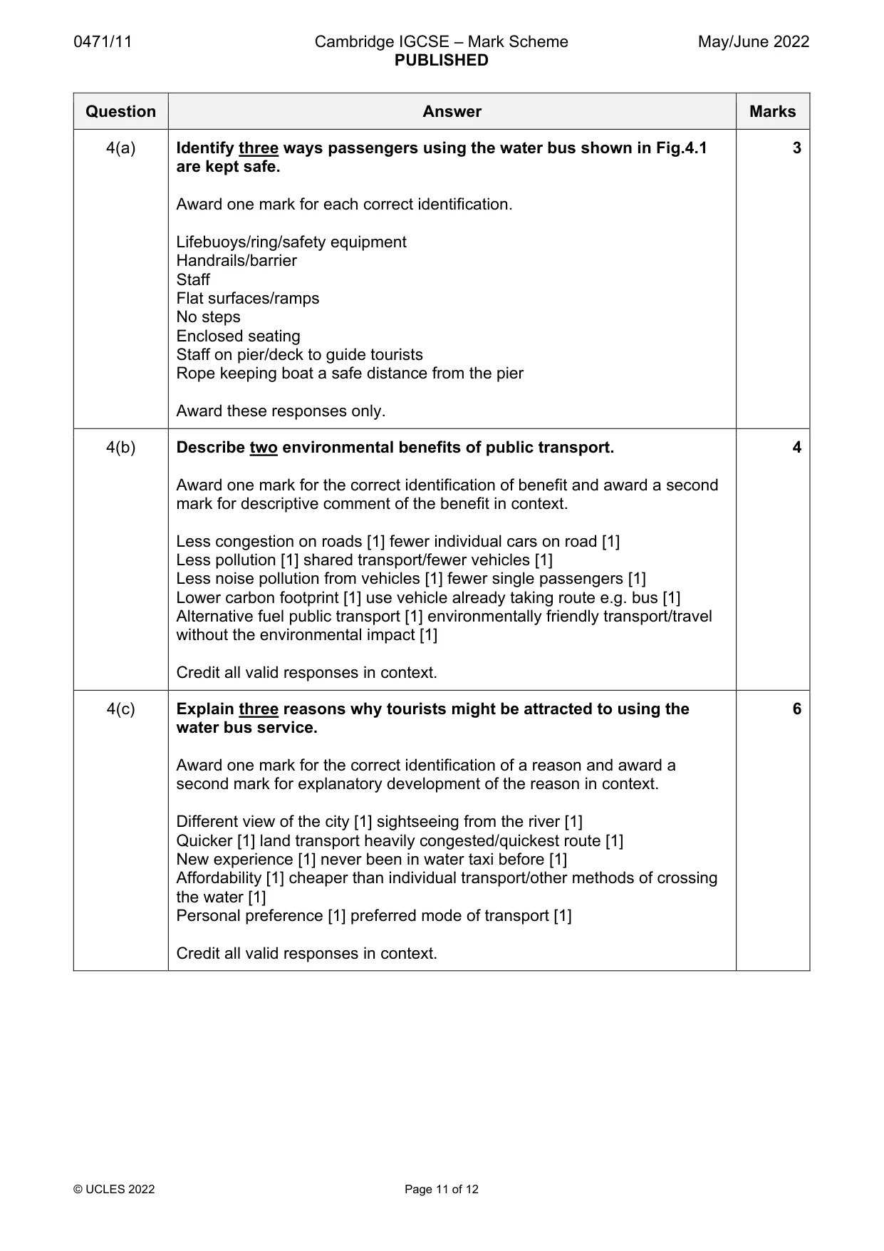 Mark scheme, page 11 of 12