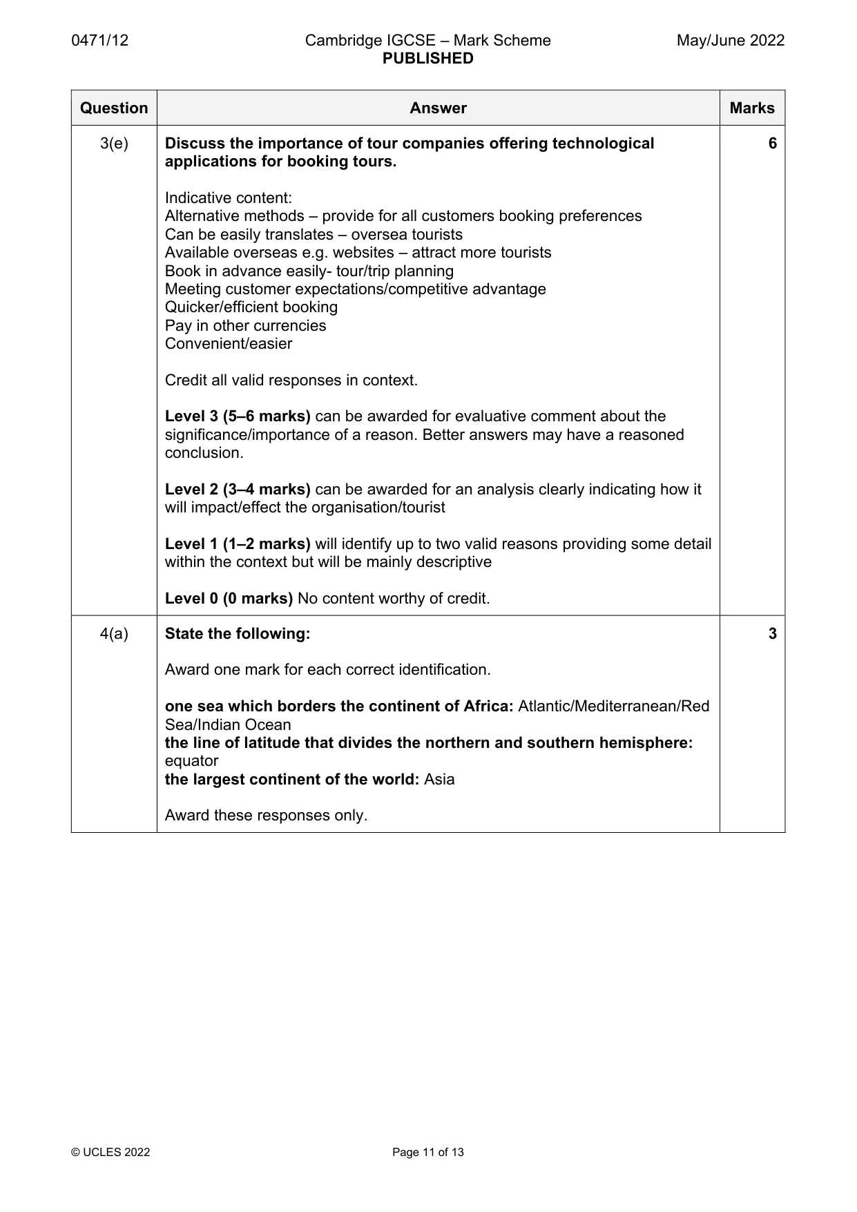 Mark scheme, page 11 of 13
