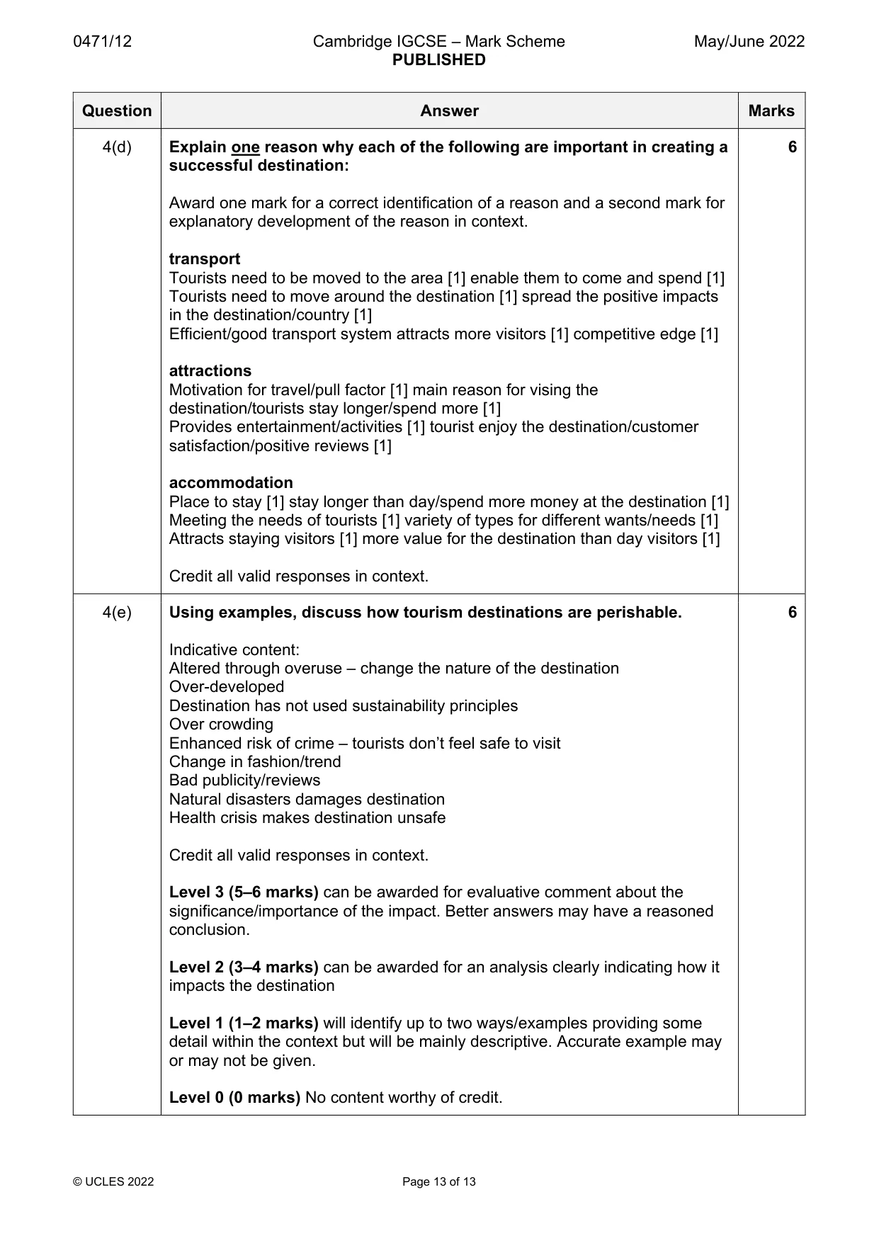 Mark scheme, page 13 of 13
