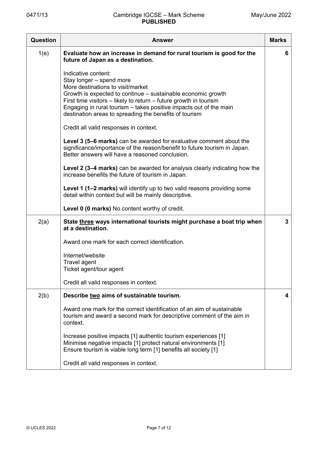 Mark scheme, page 7 of 12