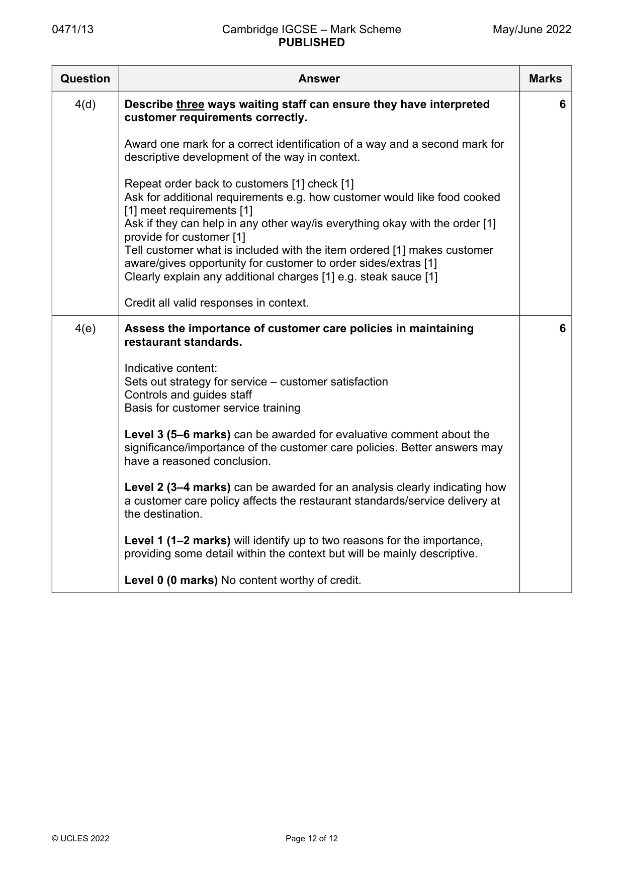 Mark scheme, page 12 of 12