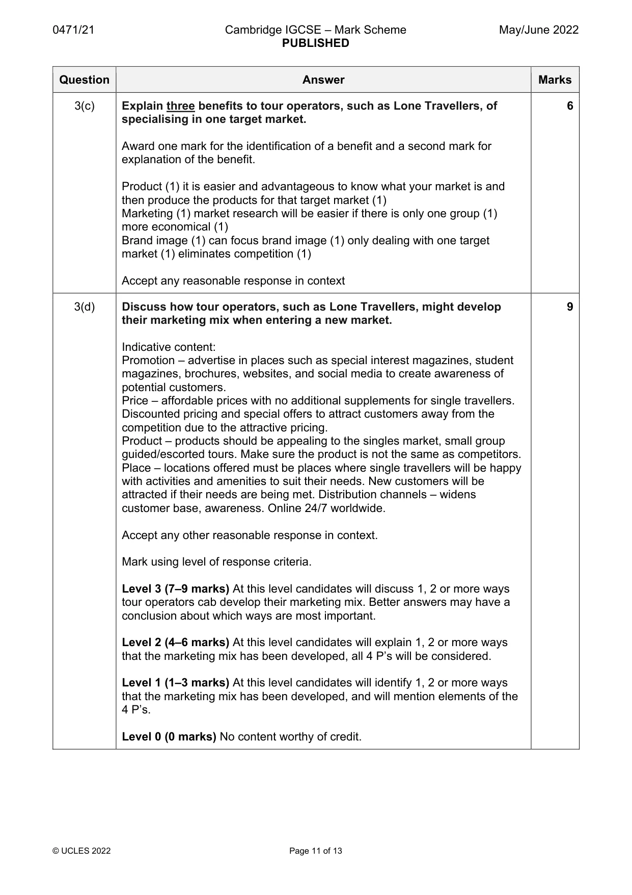 Mark scheme, page 11 of 13
