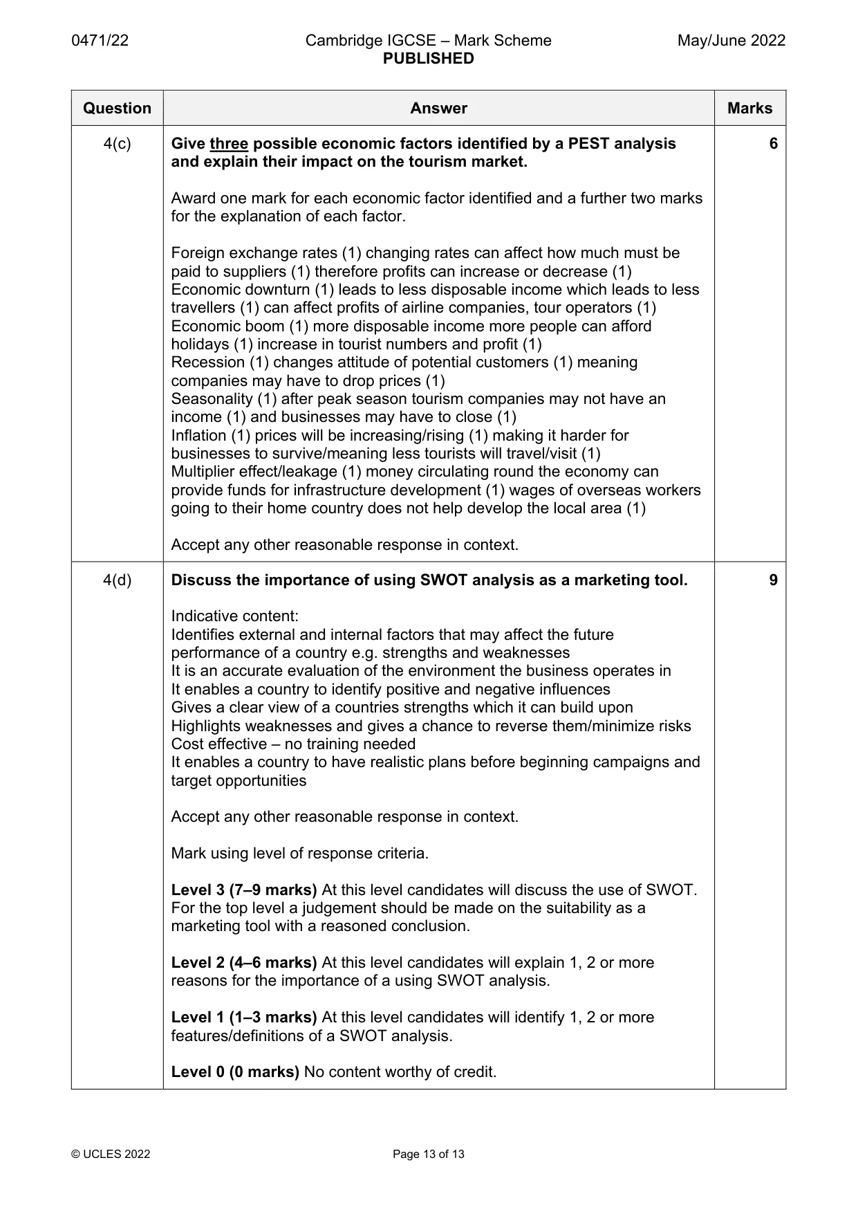 Mark scheme, page 13 of 13