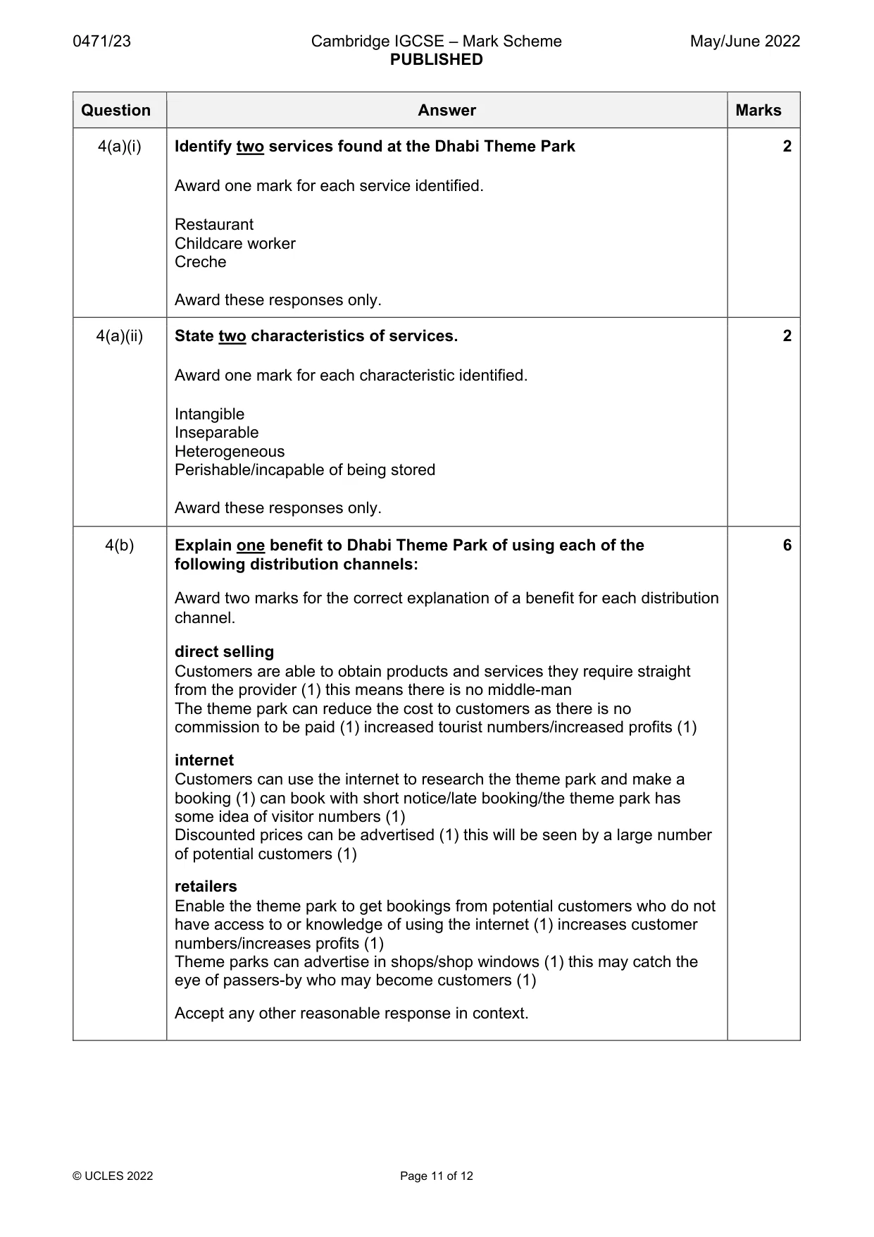 Mark scheme, page 11 of 12